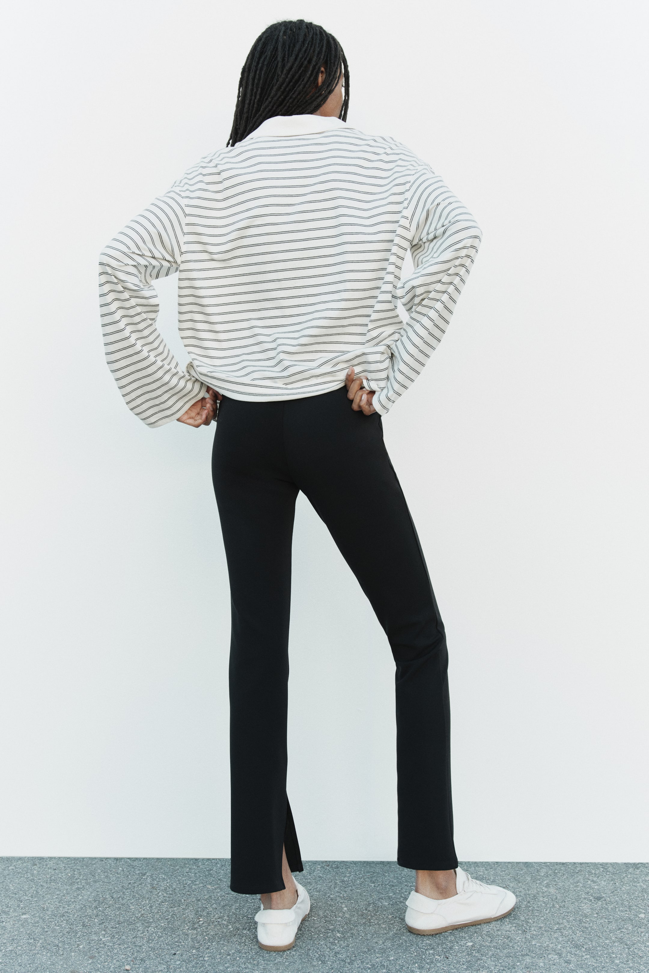 Pantalon taille élastique en jersey point de Rome