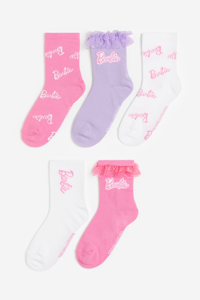 5-pack socks - Pink/Barbie/Purple/Care Bears/Light purple/Stranger Things - 1