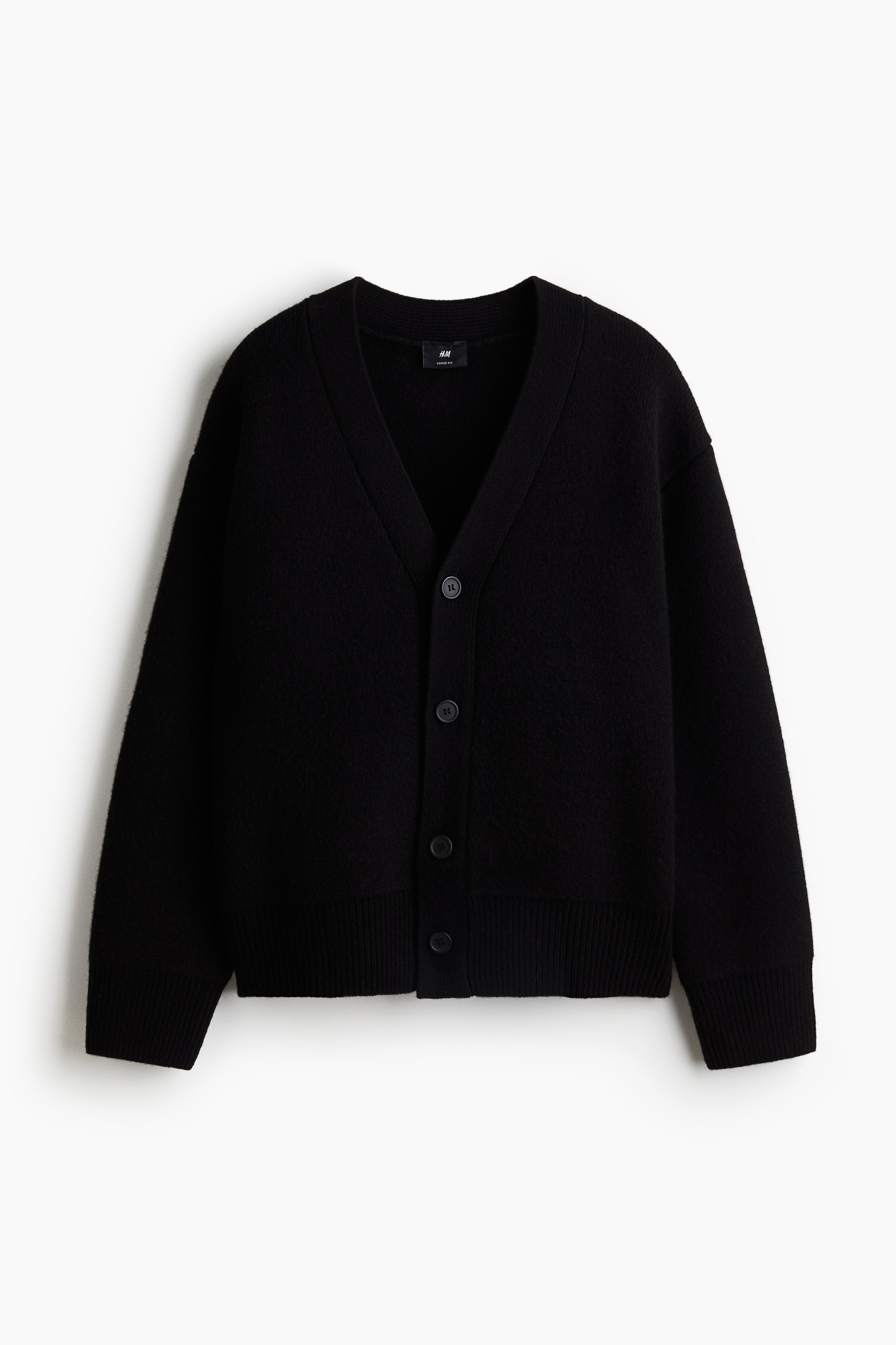 Loose Fit Wool cardigan - Black