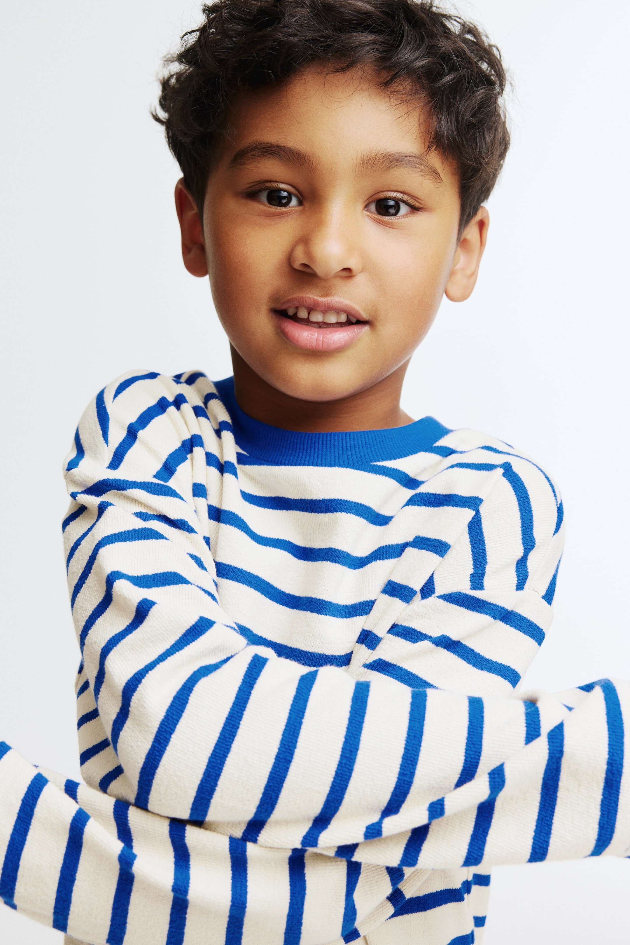 Ampliar la imagen: Playera de manga larga - Blanco/Franjas azules - Kids | H&M MX 3