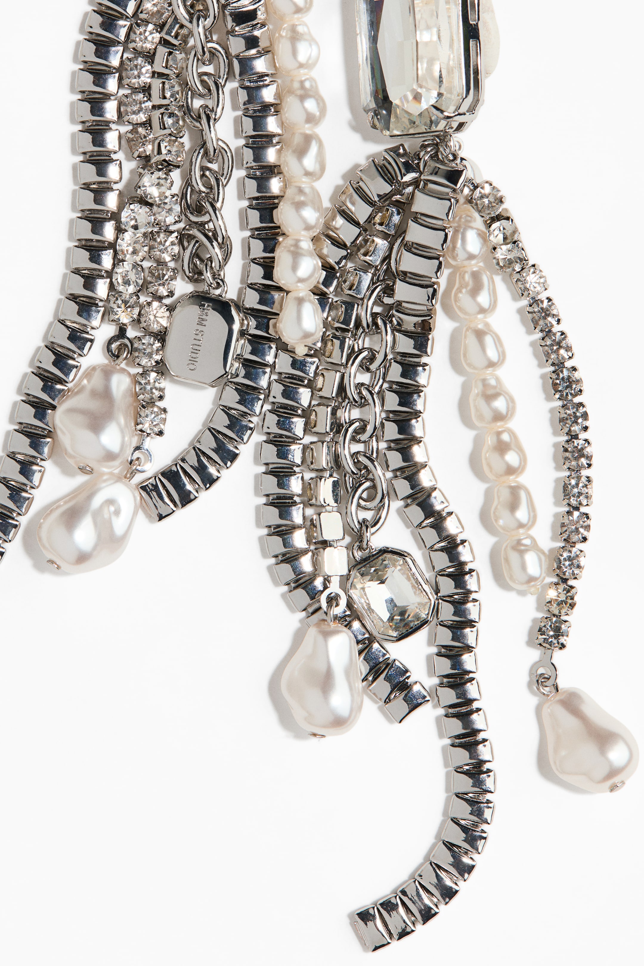Longues boucles d'oreilles à clip avec strass