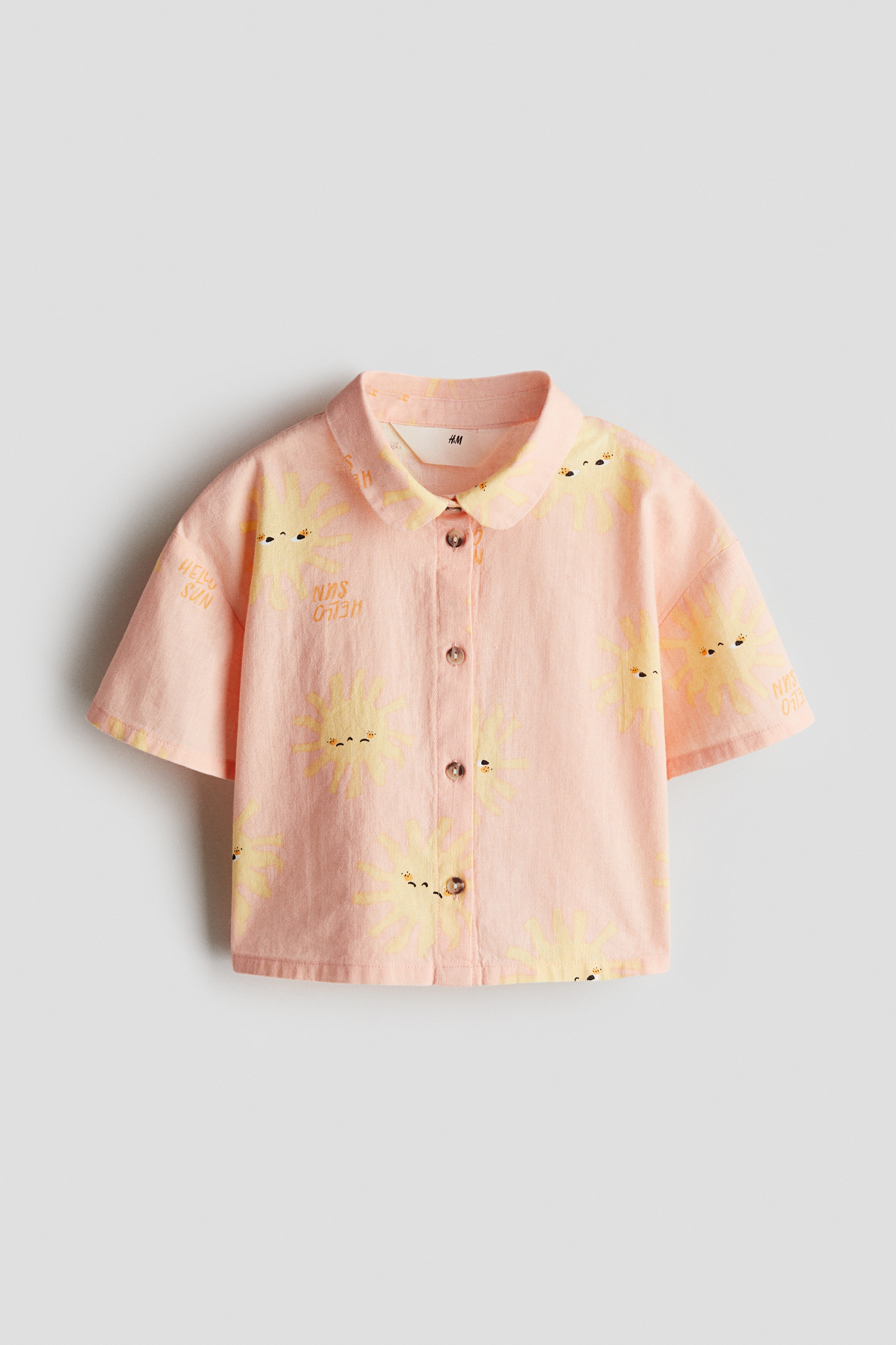 Linen-Blend Blouse - Peach pink/Hello Sun/Light beige