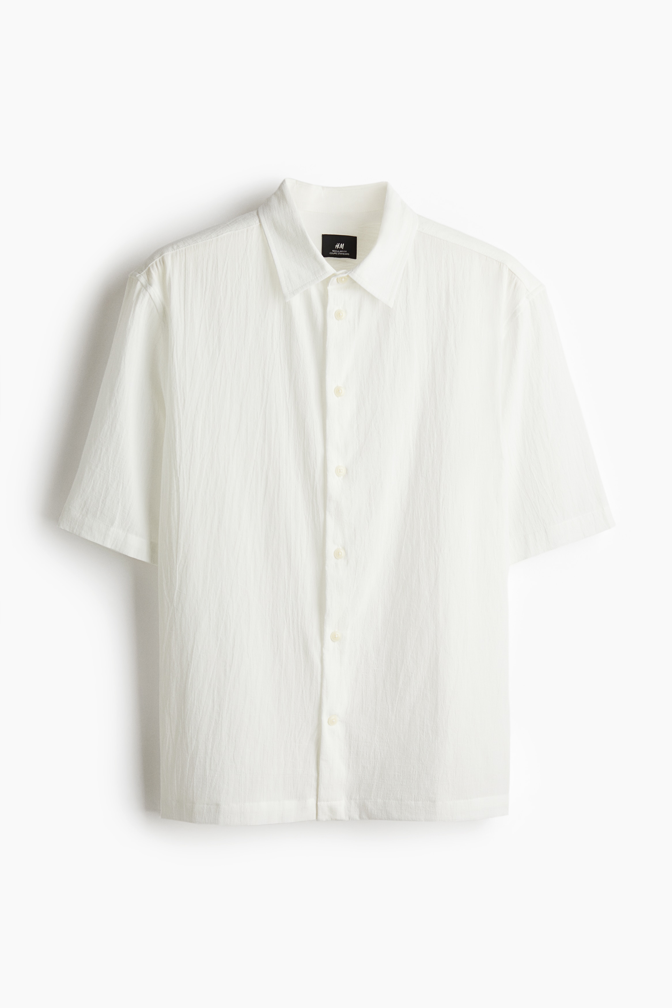 Camisa Regular Fit corrugada - Blanco/Beige/Negro/Azul claro