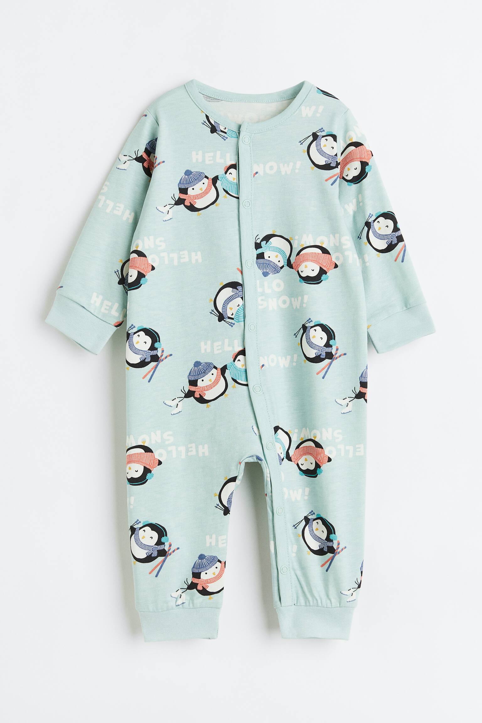 Patterned pyjamas - Light turquoise/Penguins/Powder pink/Floral/Light beige/Walruses - 1