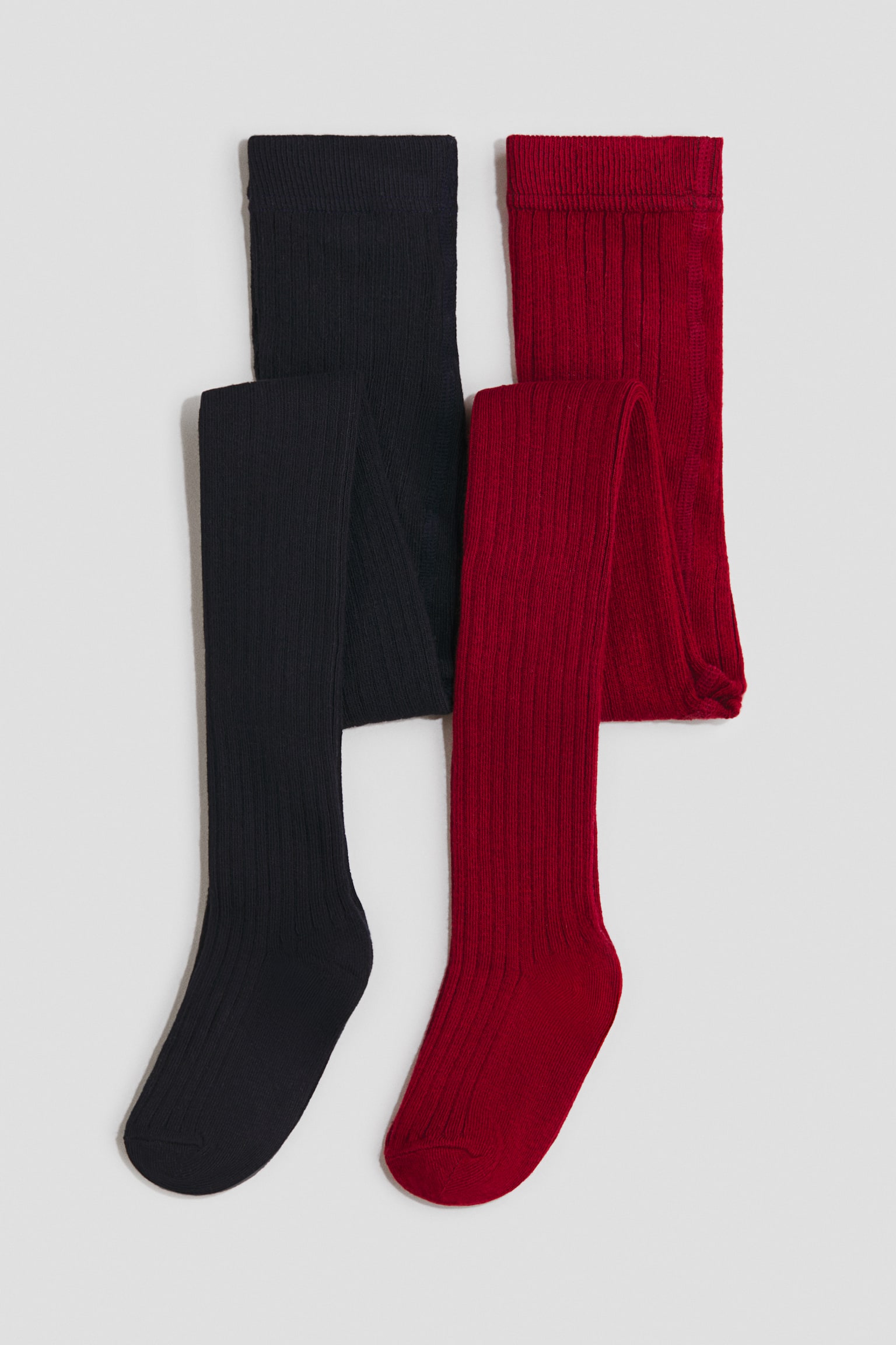 2-Pack Rib-Knit Tights - Red/navy blue/Dark red/light pink/Dark gray/light beige/Beige/cream/Brown/light beige