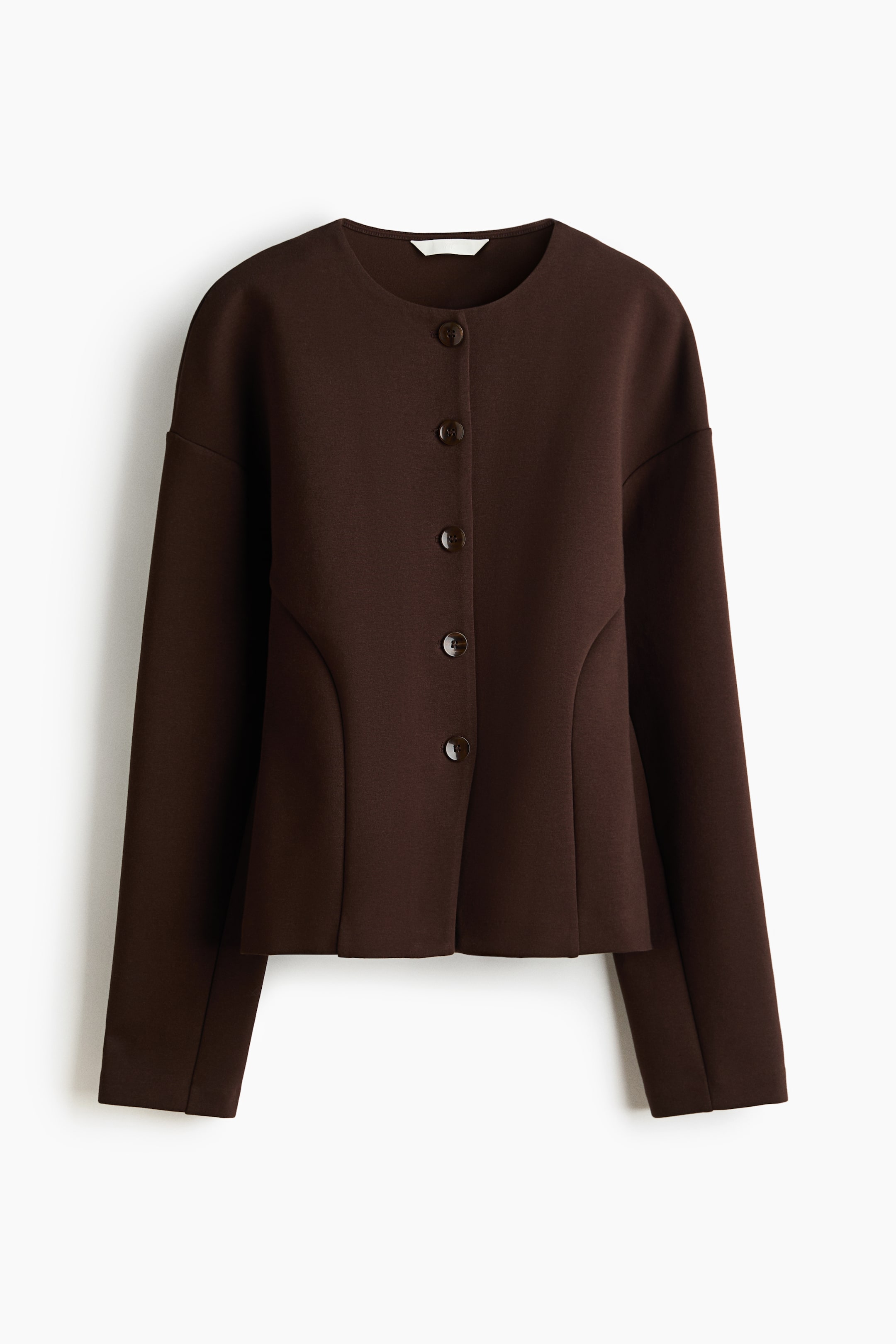 Zobrazit větší obrázek: Sako z látky scuba bez límce - Tmavě hnědá - ŽENY | H&M CZ 6