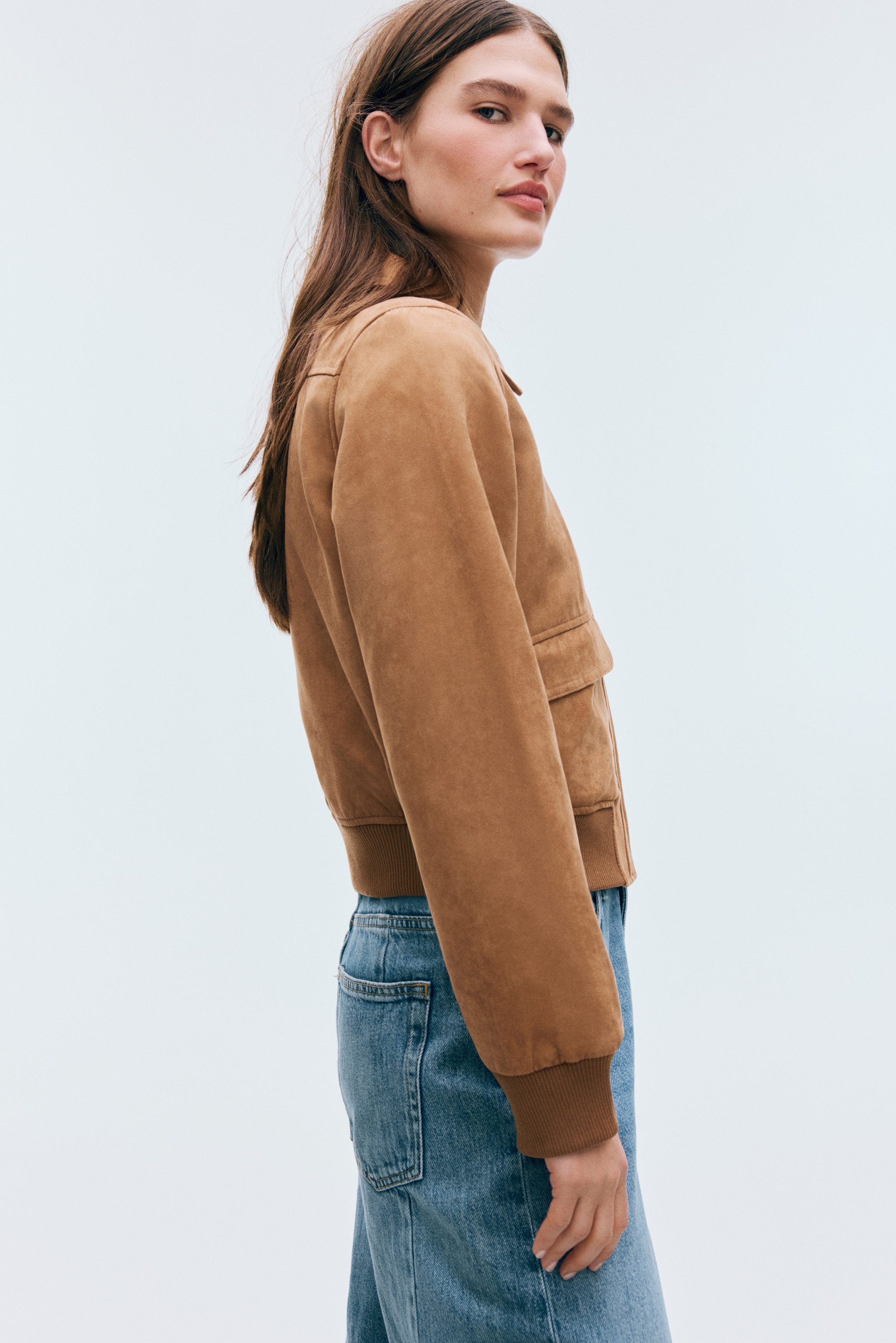 Collared bomber jacket - Dark beige