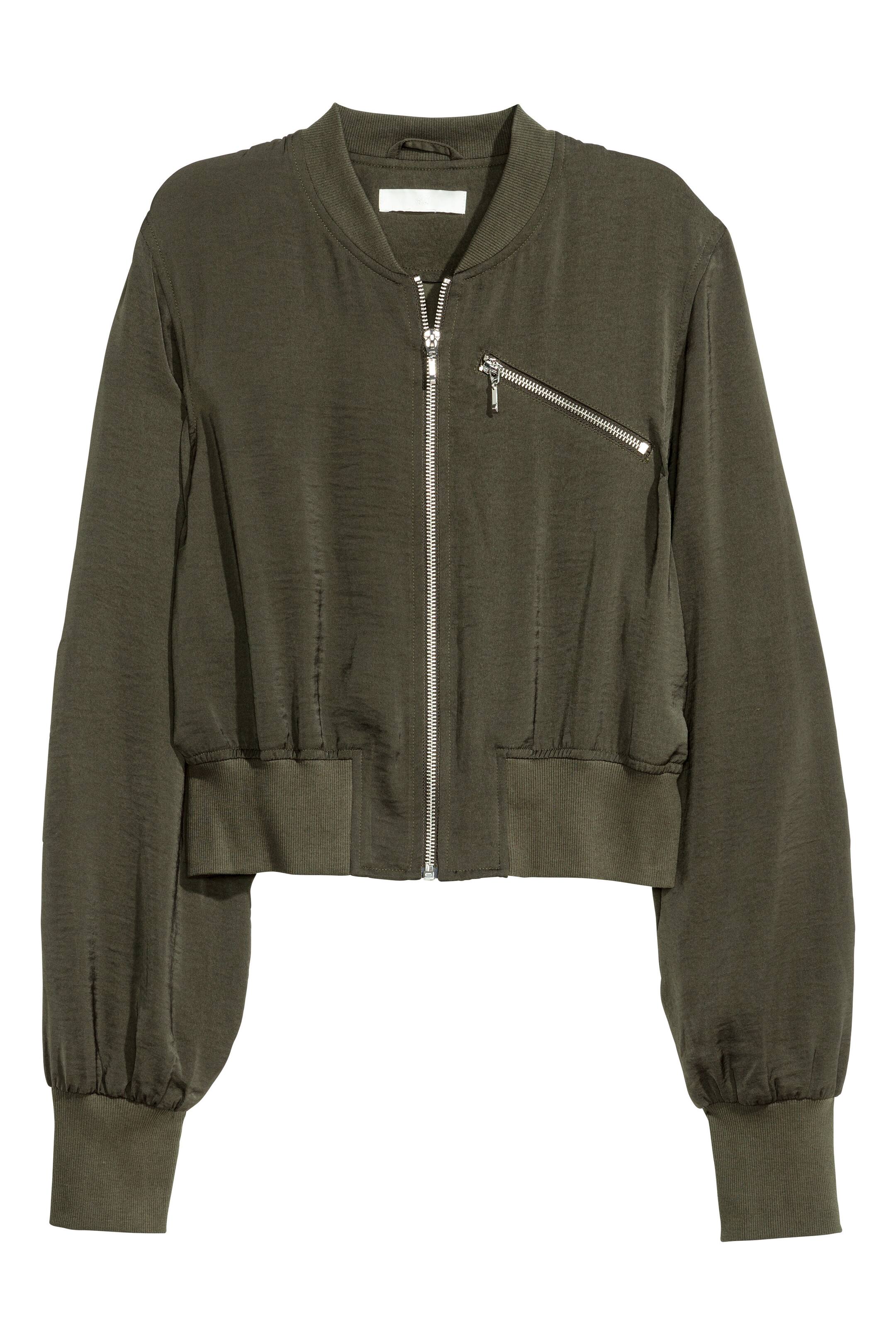 View larger image: Short bomber jacket - Dark khaki green - Ladies | H&M GB 1