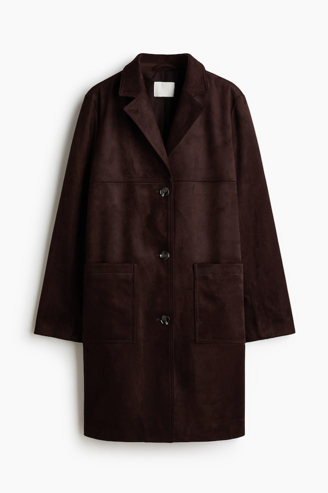 Knee-Length Coat - Dark brown - 1