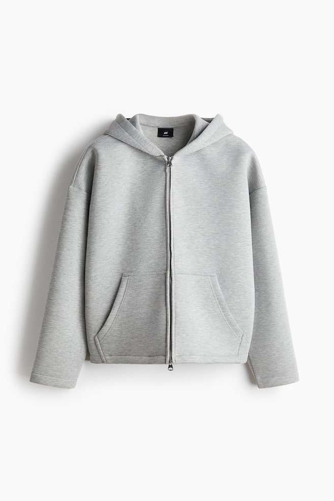 Chaqueta sudadera efecto neopreno Oversized Fit - Gris claro jaspeado/Topo oscuro - 1