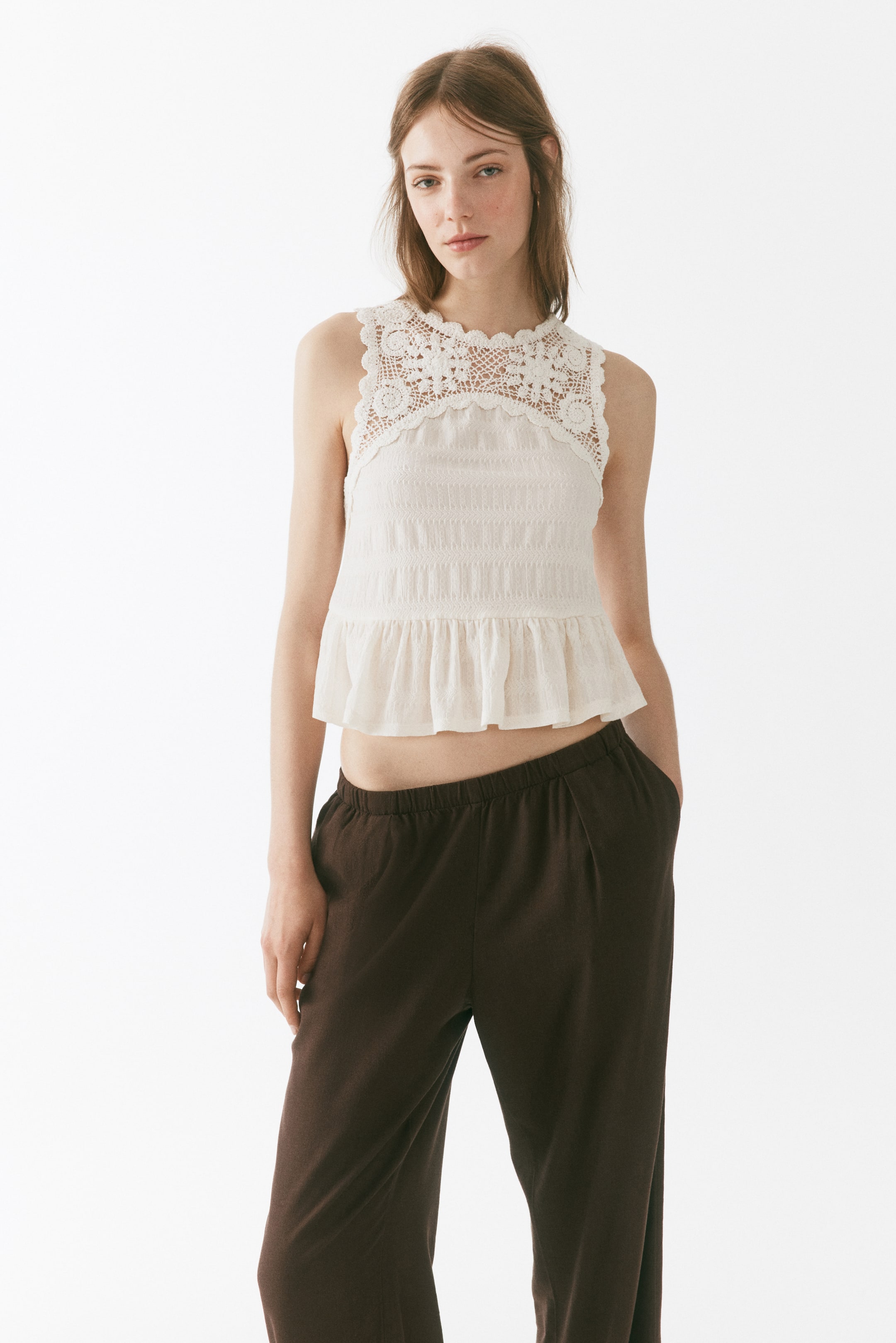 Женские брюки H&M Wide-Leg Linen-Blend Pants — фото 6