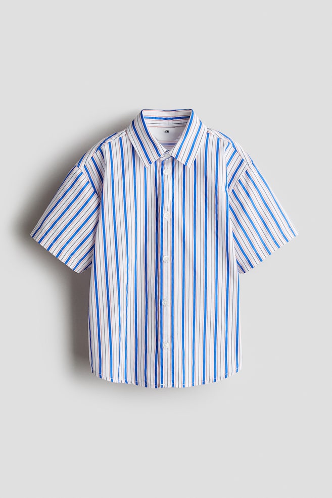 Camisa en popelina de algodón - Blanco/Franjas - 1