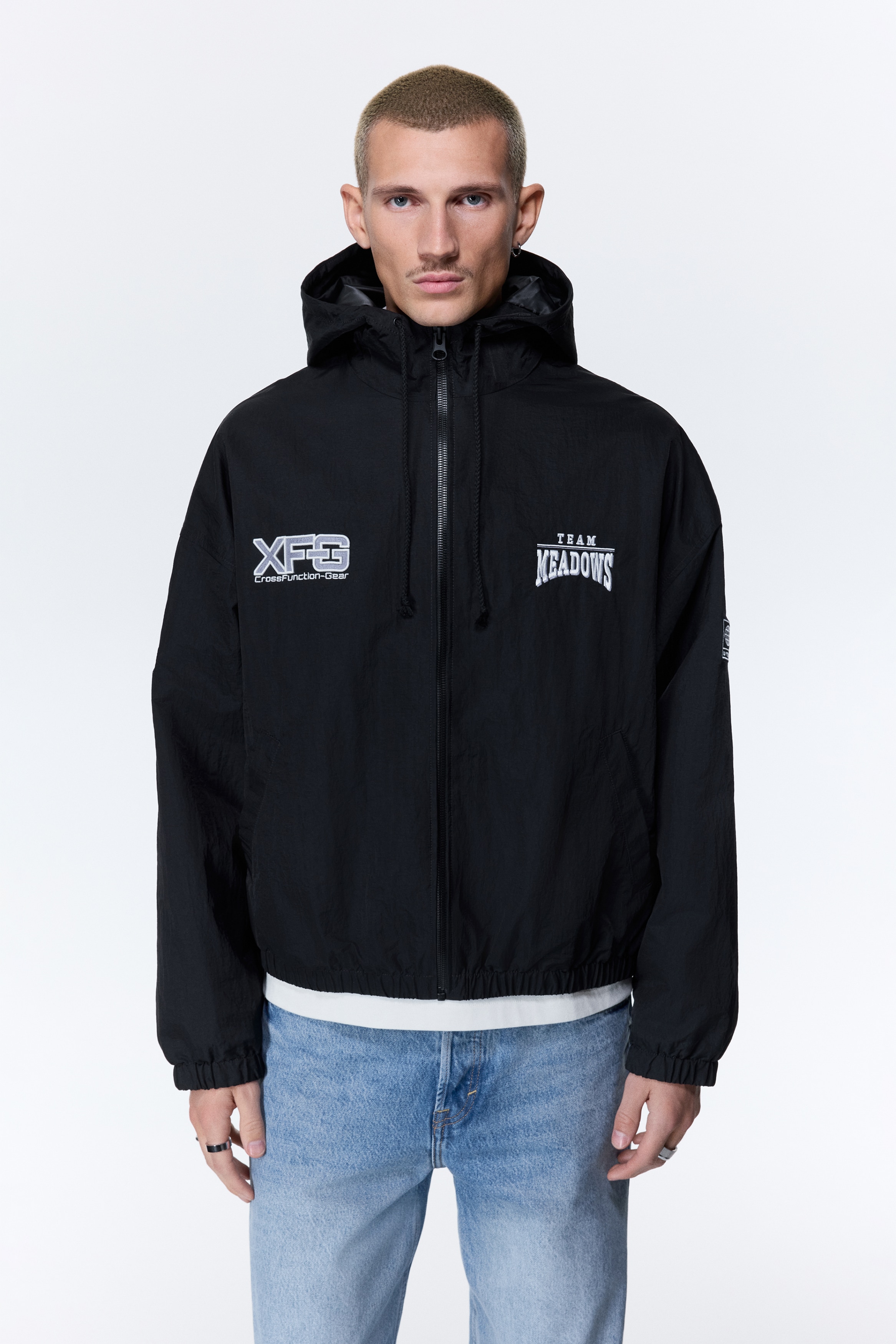 Nylon Windbreaker - Black/Team Meadows - Men | H&M US
