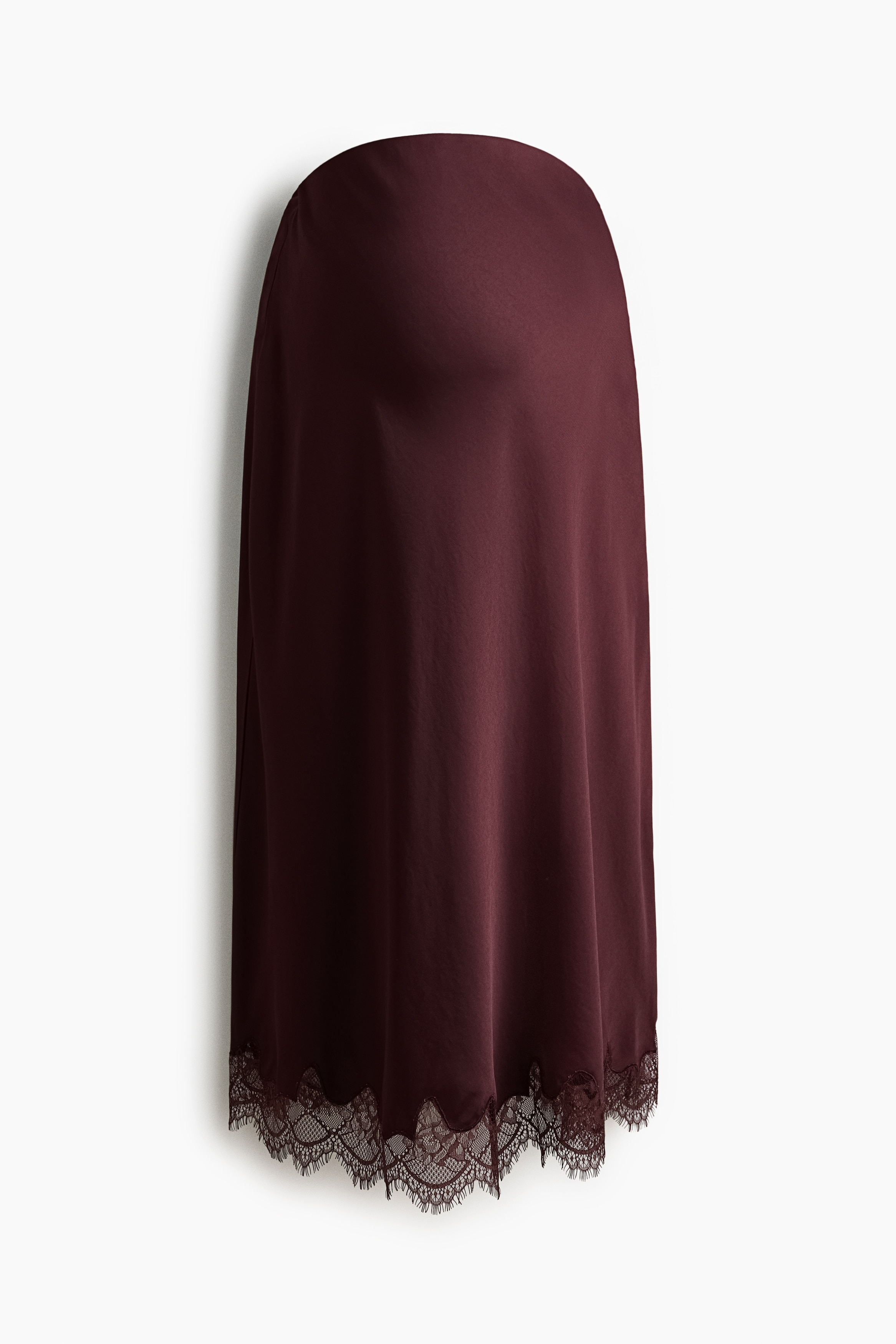 MAMA Lace-trimmed slip skirt - Burgundy/Dark dusty pink/Cream/Black