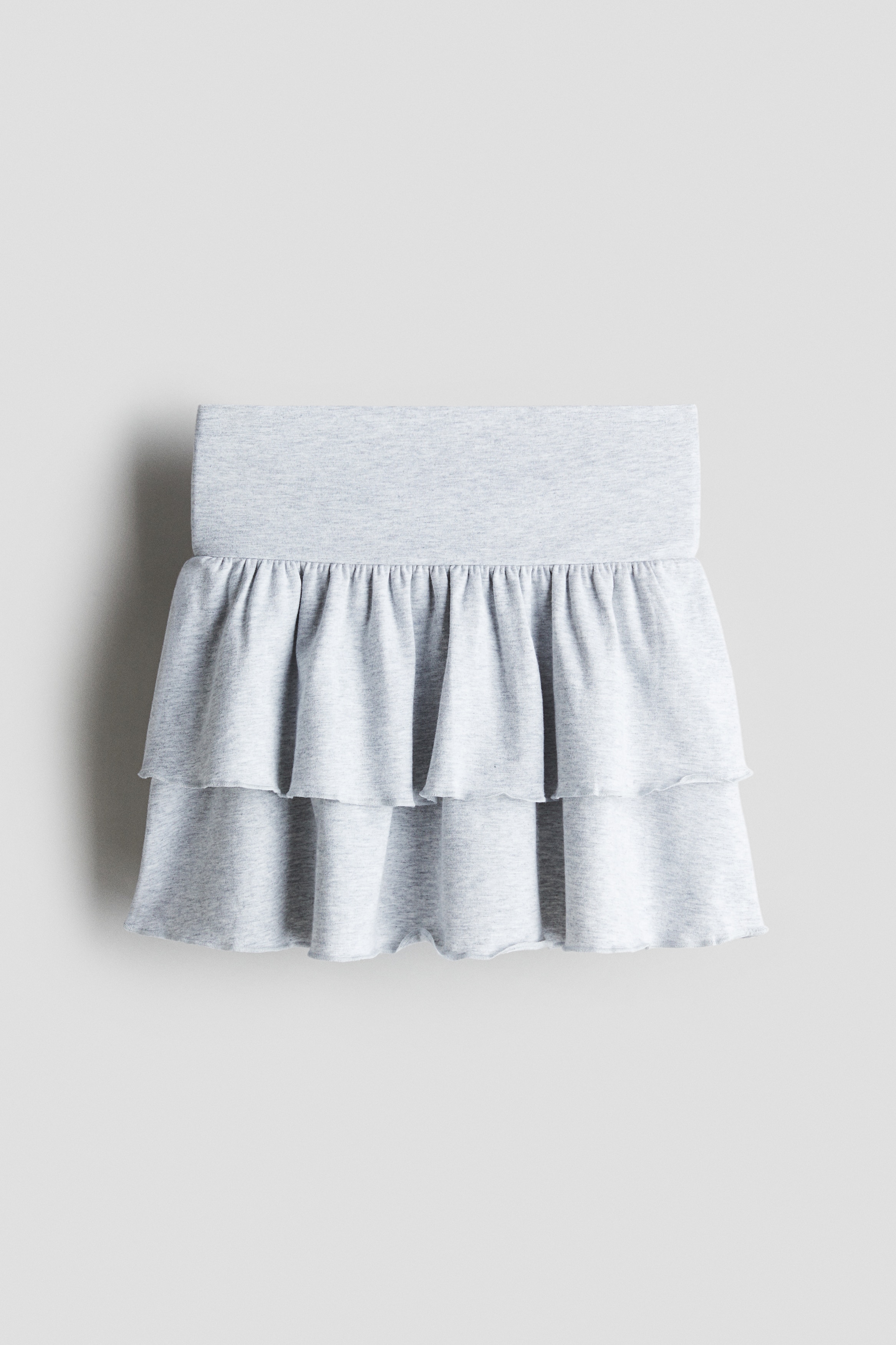 Gonna a balze con vita risvoltabile - Grigio chiaro mélange/Nero