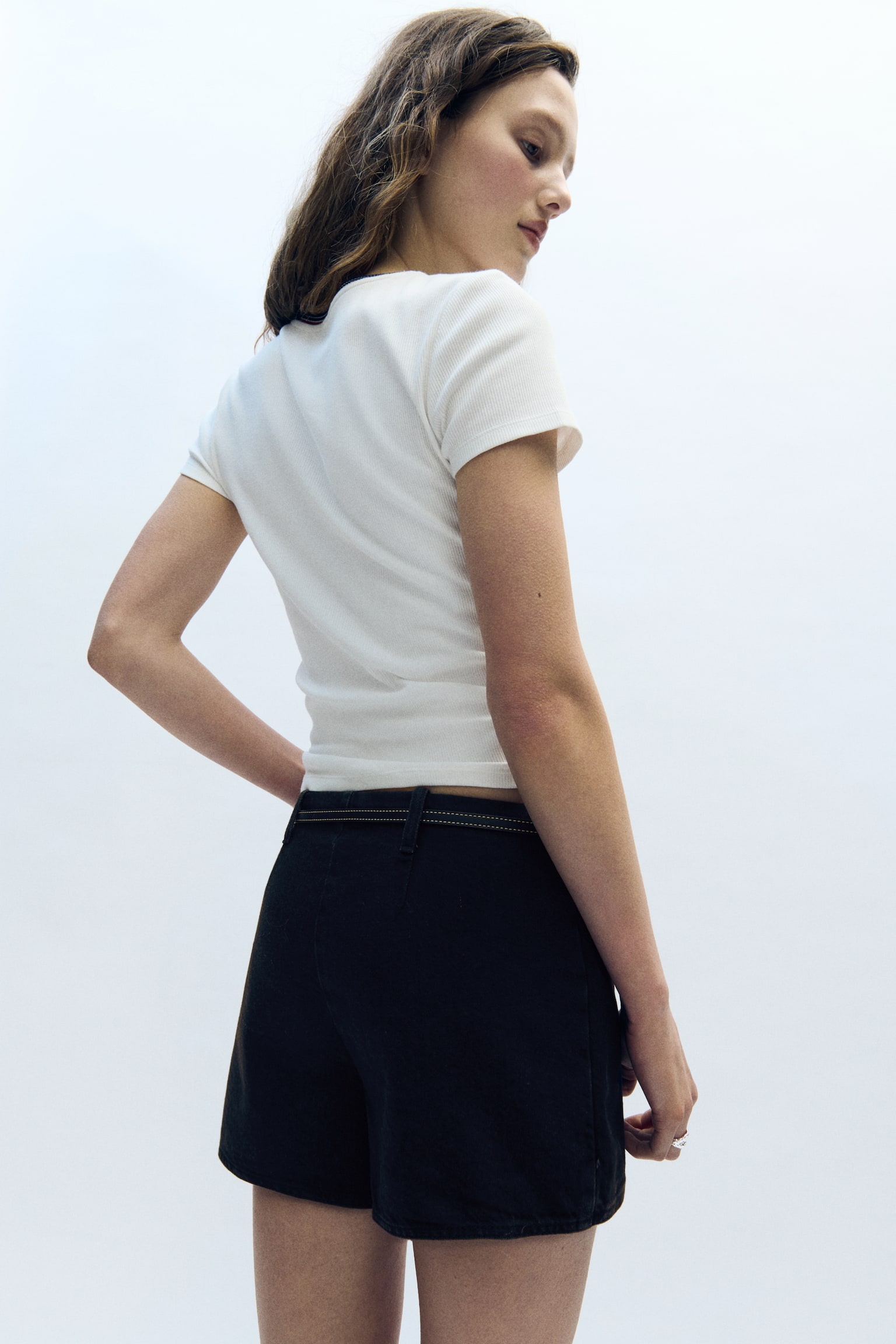 Denim skort - Màu đen/Màu xanh denim/Màu trắng - 5