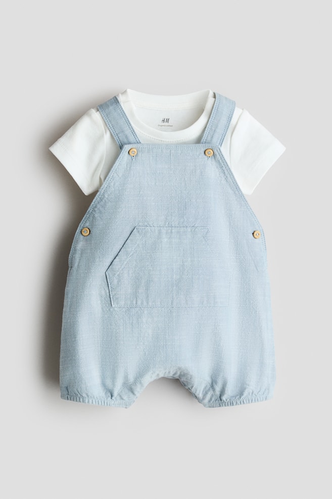 2-piece cotton set - Light blue/White - 1