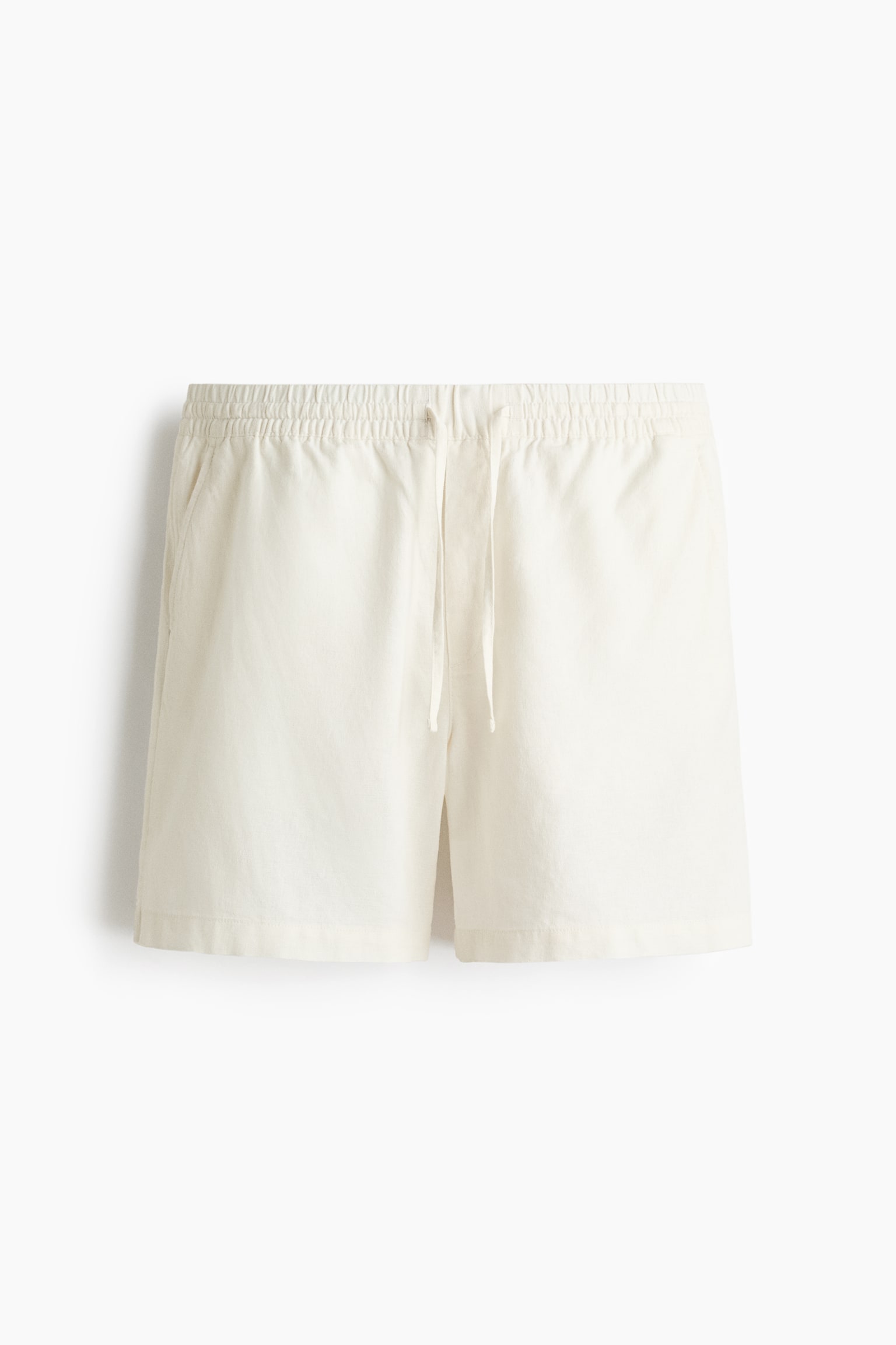 Relaxed-Fit Linen-Blend Shorts - White/Black