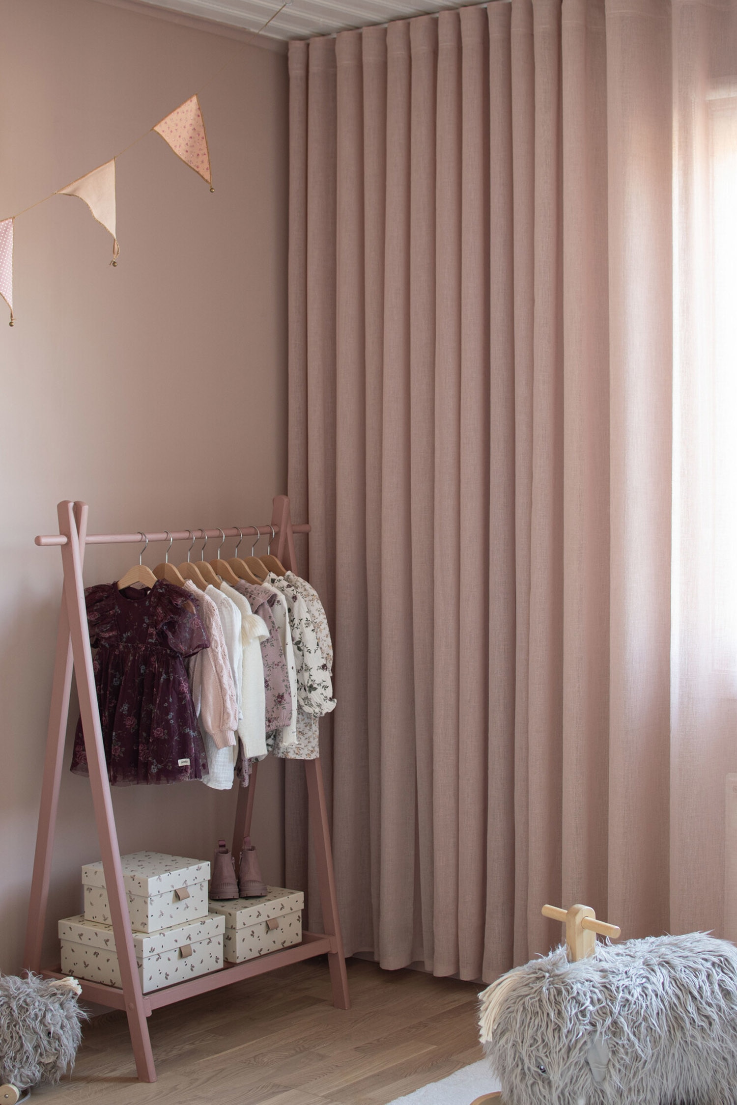 Lot De 1 Rideau Large Malva - Rose Foncé/Greige/Blanc/Bleu/Vert/Lavande