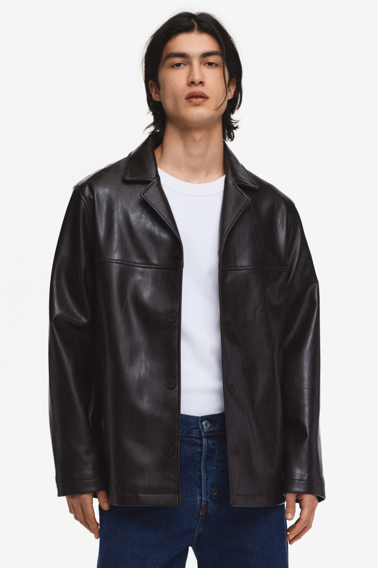 Мужская куртка H&M Coated, цвет: Тёмный коричневый — фото 2