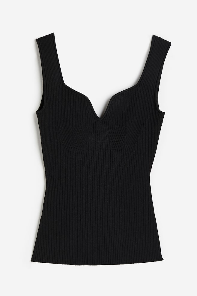 Rib-knit vest top - Black/White/Green/Greige - 2