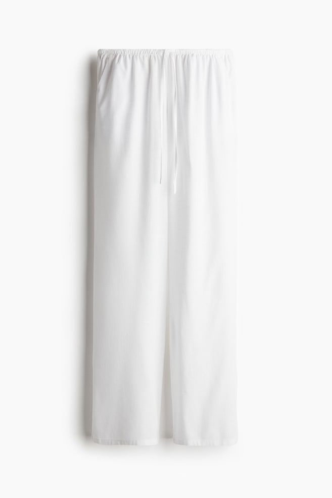 Straight drawstring trousers - White/Cream/Floral/Cream/Striped - 1