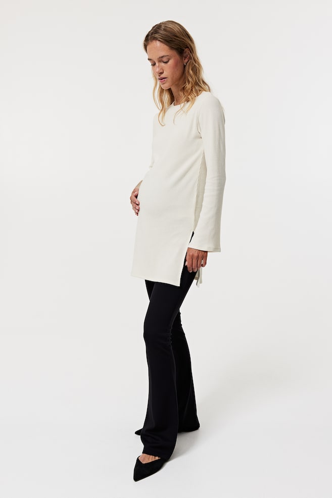MAMA Before & After ribbed jersey tunic - Cream/Black - 1