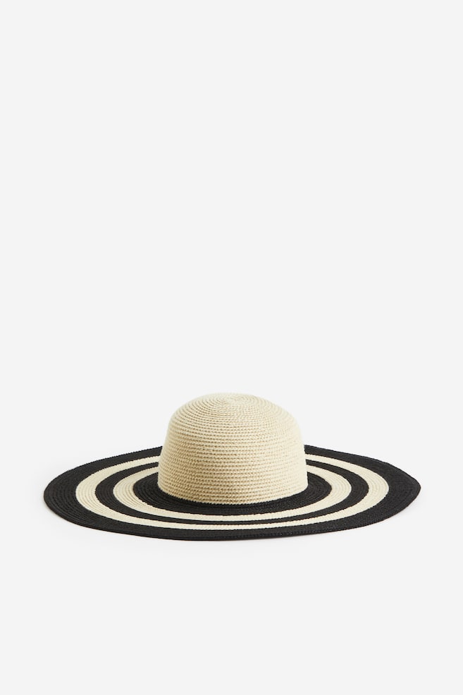 Wide brim straw hat - Beige/Striped - 2