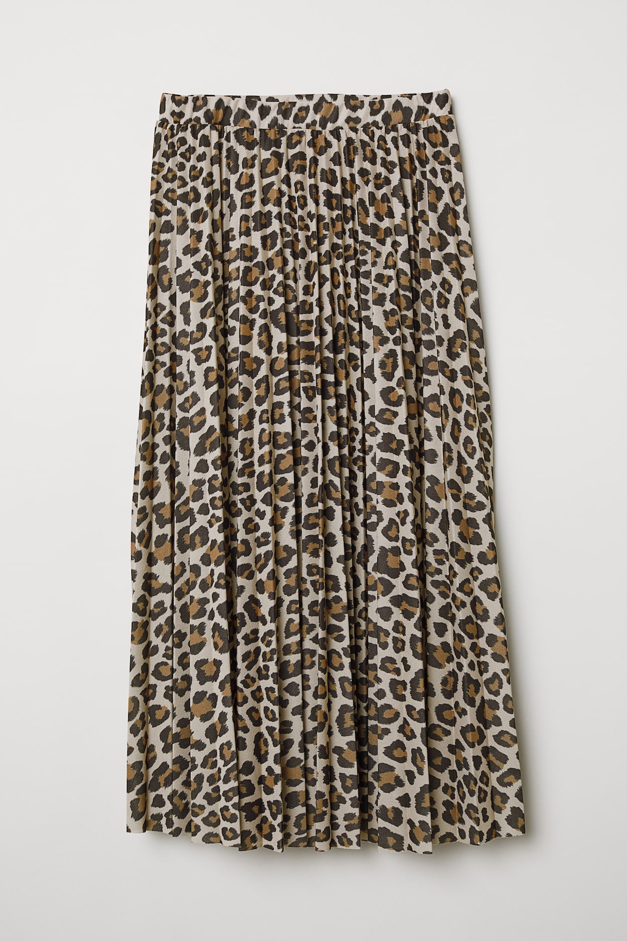 Pleated skirt - Midi - Beige/Leopard print - Ladies | H&M GB