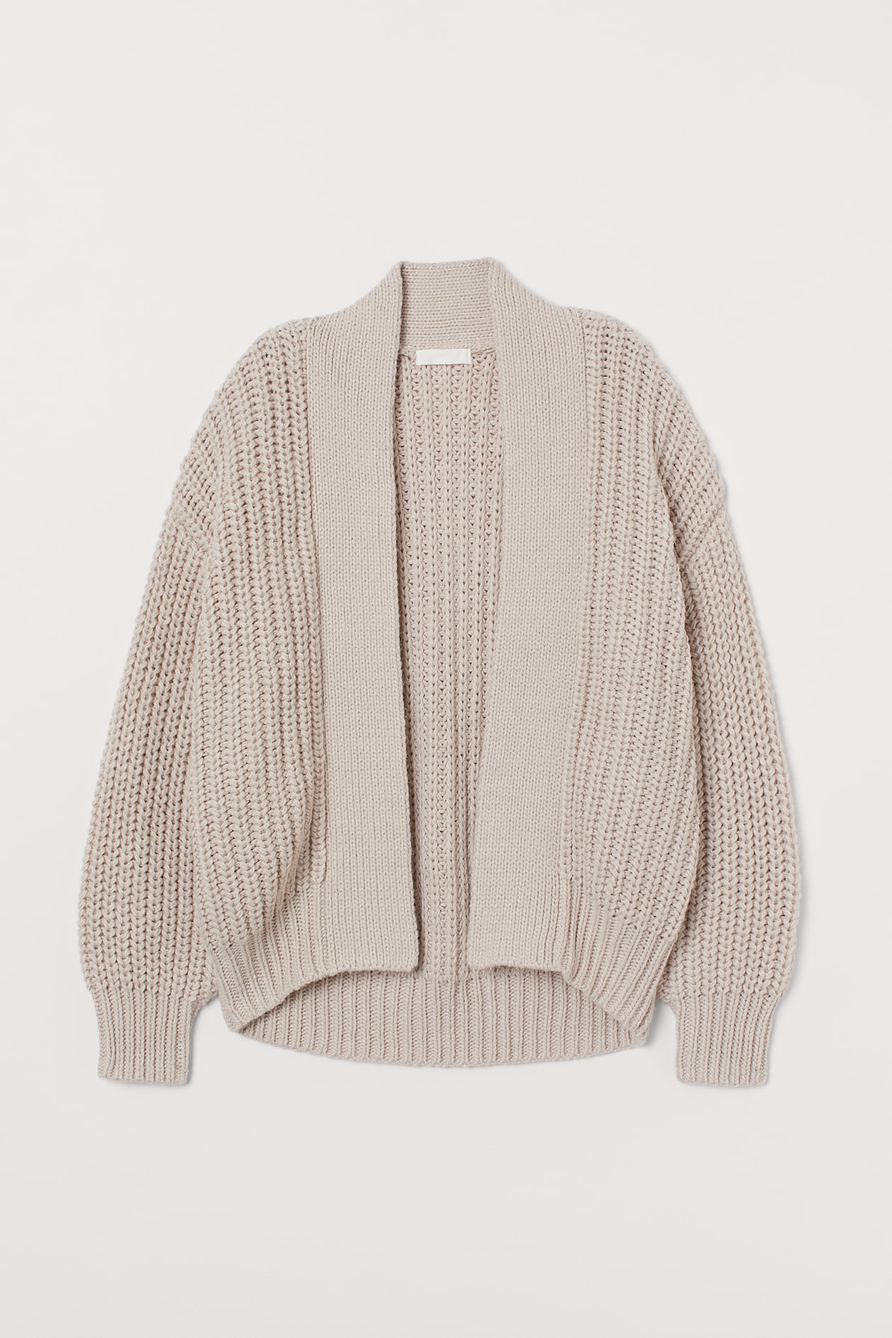 Rib-knit Cardigan - Extra-long sleeve - Light taupe - Ladies | H&M US