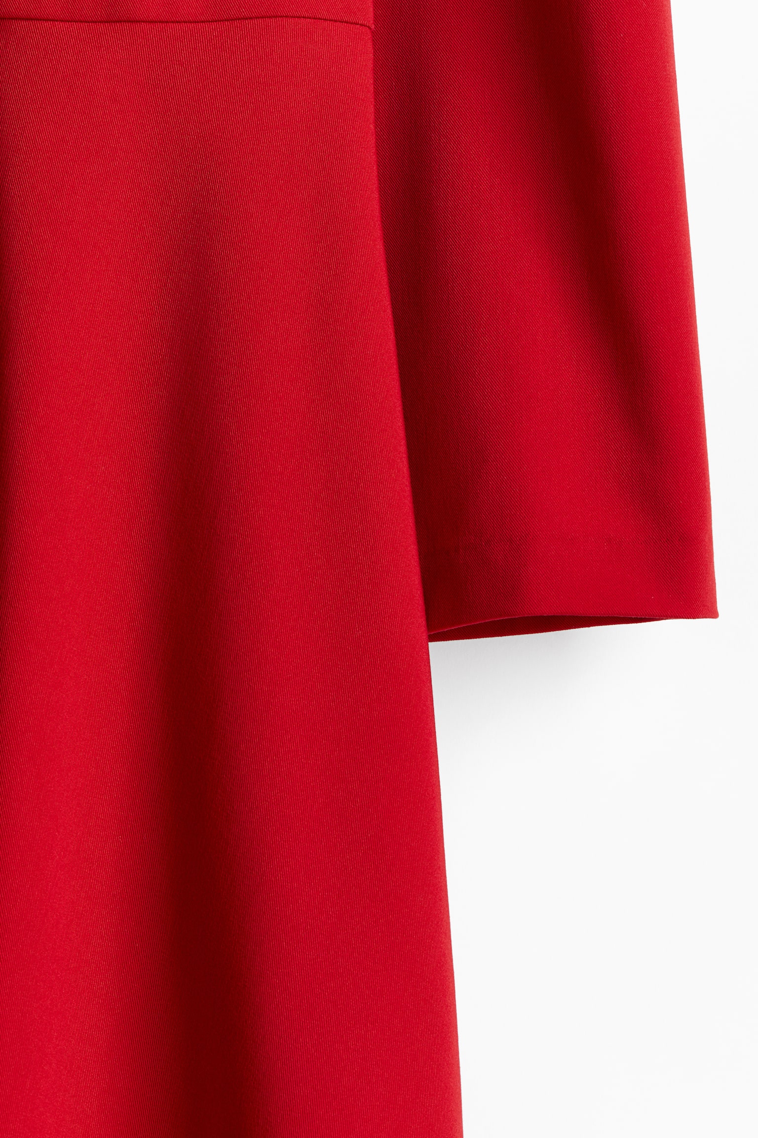 Flared-skirt twill dress - Red - 4