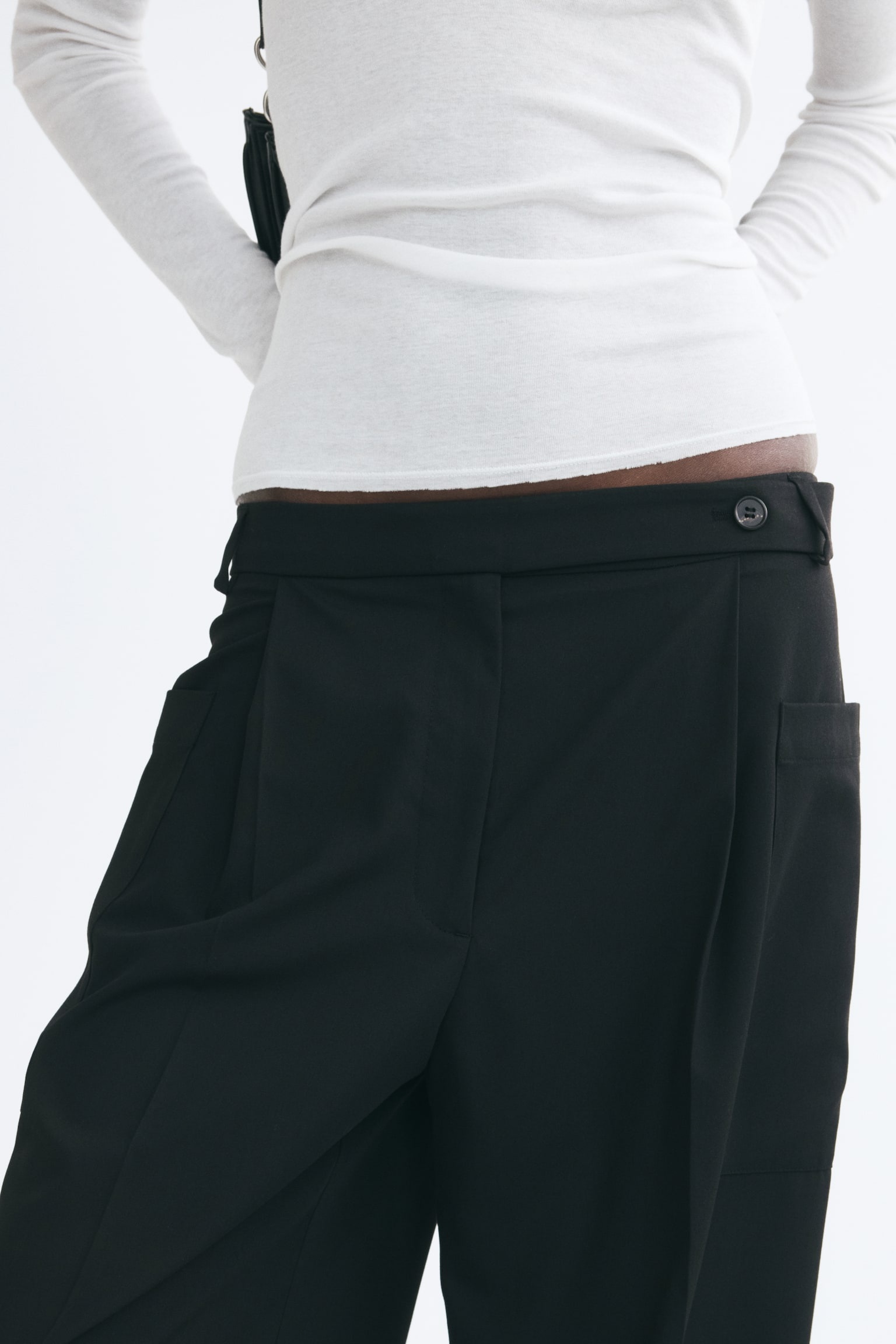 Женские брюки H&M Wide-Leg Dress Pants, цвет: Чёрный — фото 3