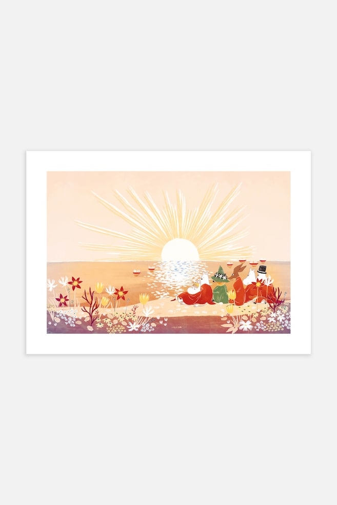 Moomin Sunset By The Sea Poster - Orange - 1