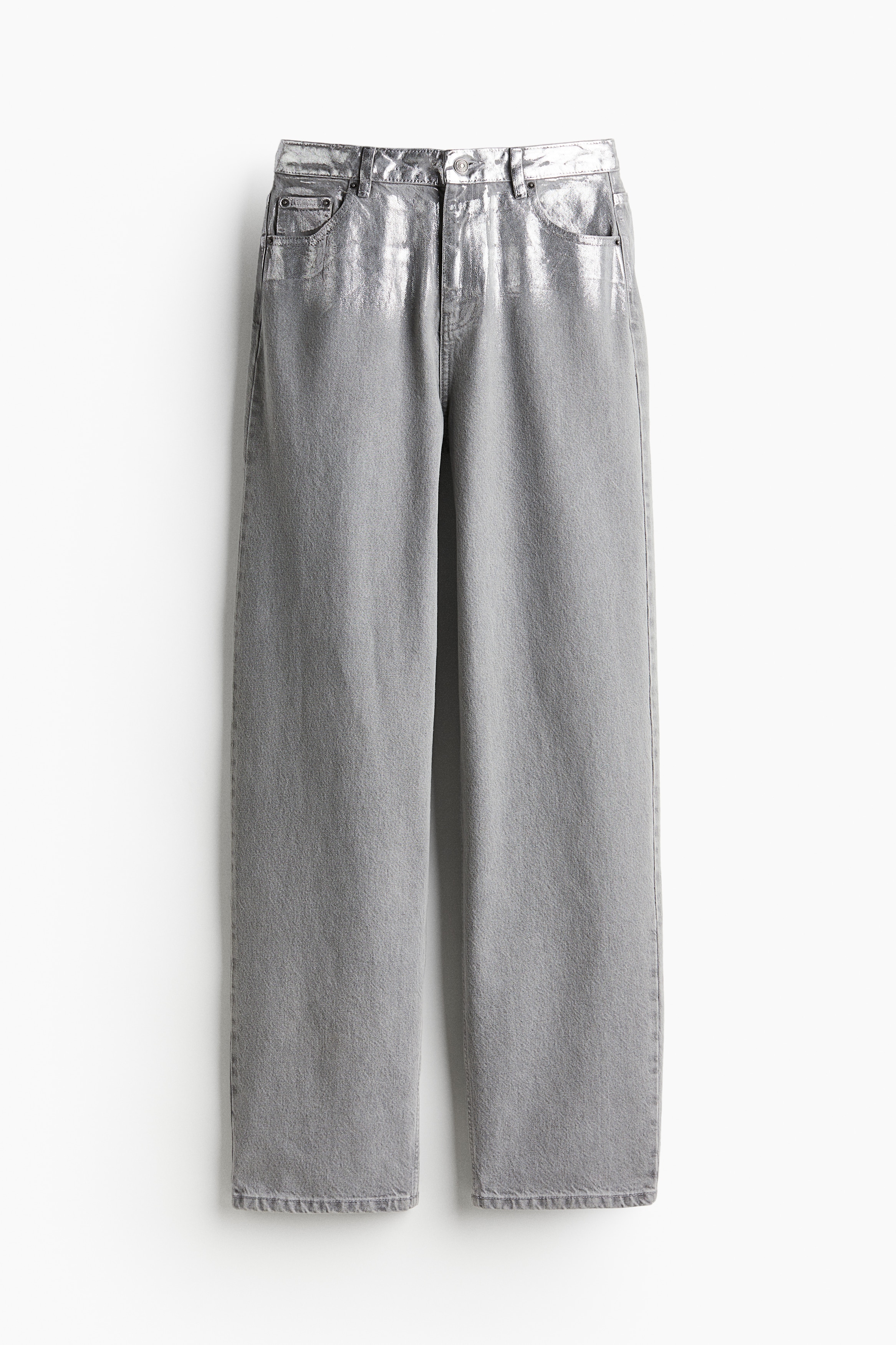 Ladies - Light grey/Silver-coloured Shimmering wide-leg jeans - Size: 27  - H&M