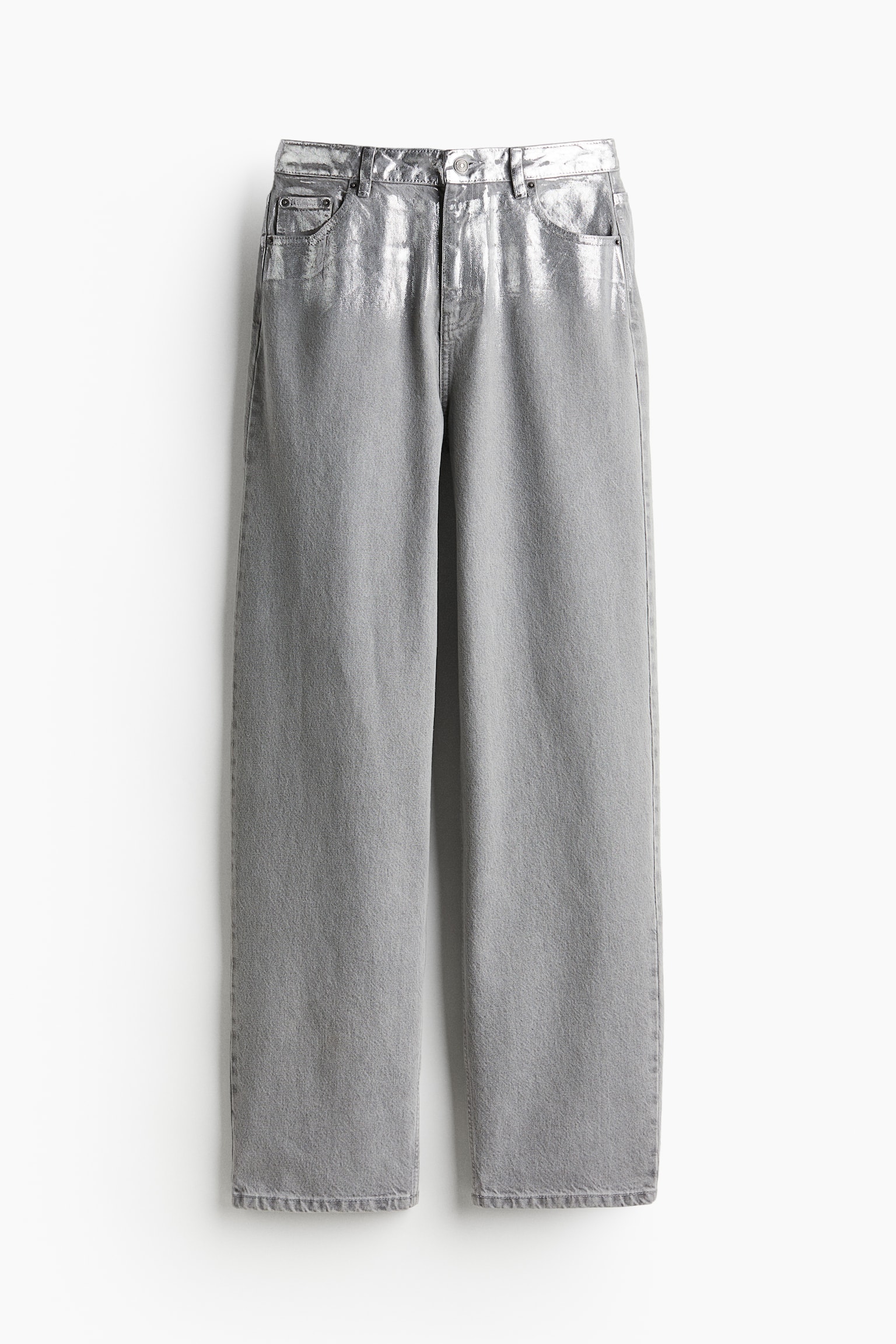 Shimmering wide-leg jeans - Light grey/Silver-coloured - 2