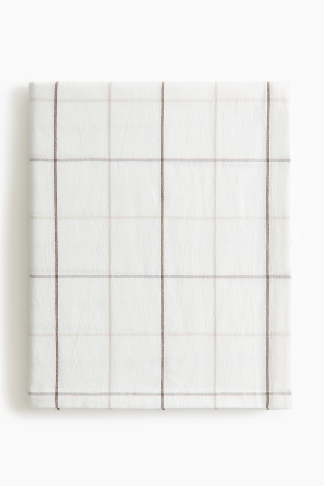 Patterned linen-blend tablecloth - White/Checked/Cream/Blue striped/Cream/Dusty yellow striped/Cream/Brown striped/Dusty yellow/Checked/Dusty blue/Checked/White/Beige striped/Mole/Checked - 1