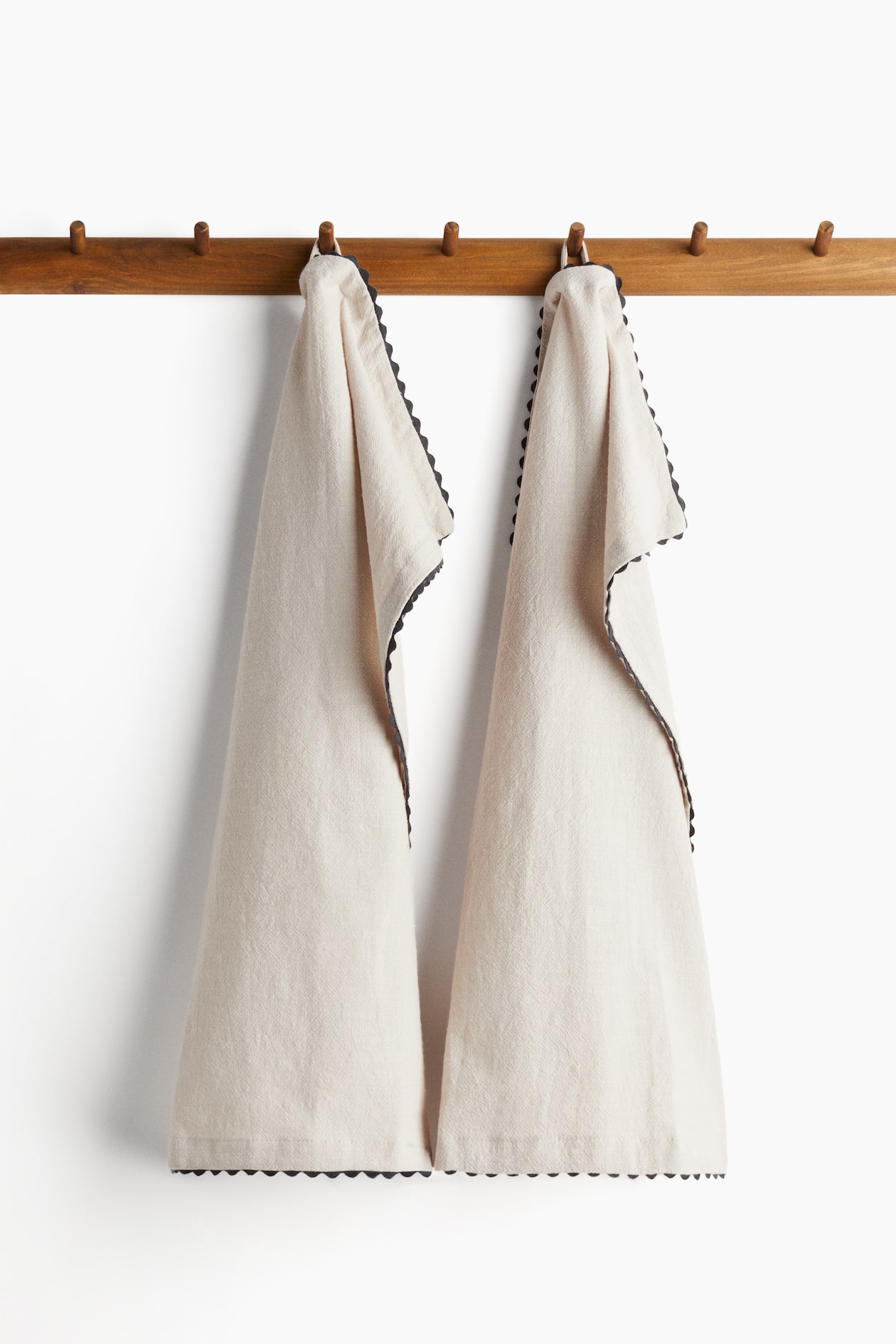 Lot de 2 torchons à bords festonnés - Beige/gris foncé - Home All | H&M FR