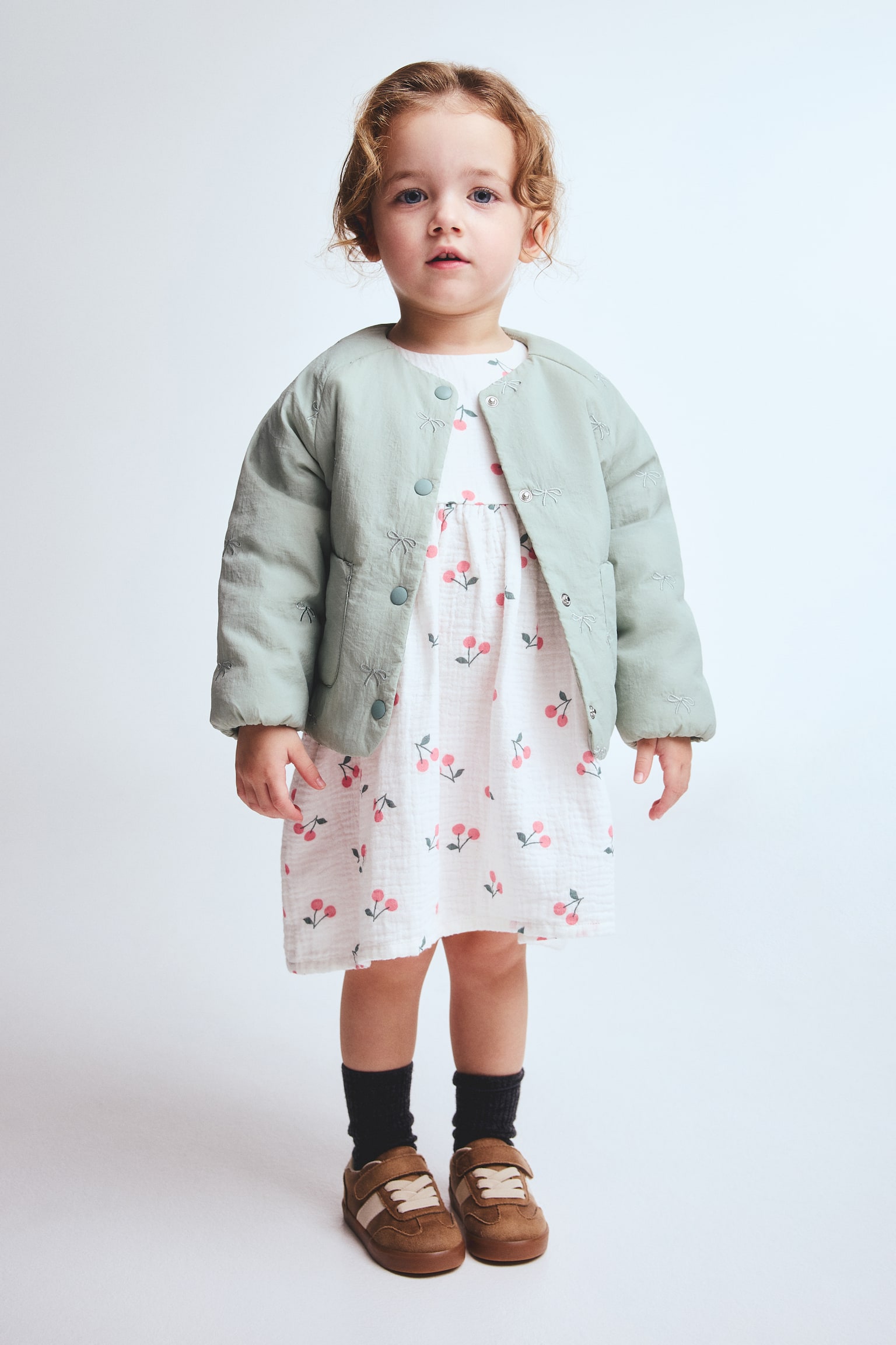 Cotton muslin dress - White/Cherries/Light pink/Hearts/Light beige/Hearts - 4