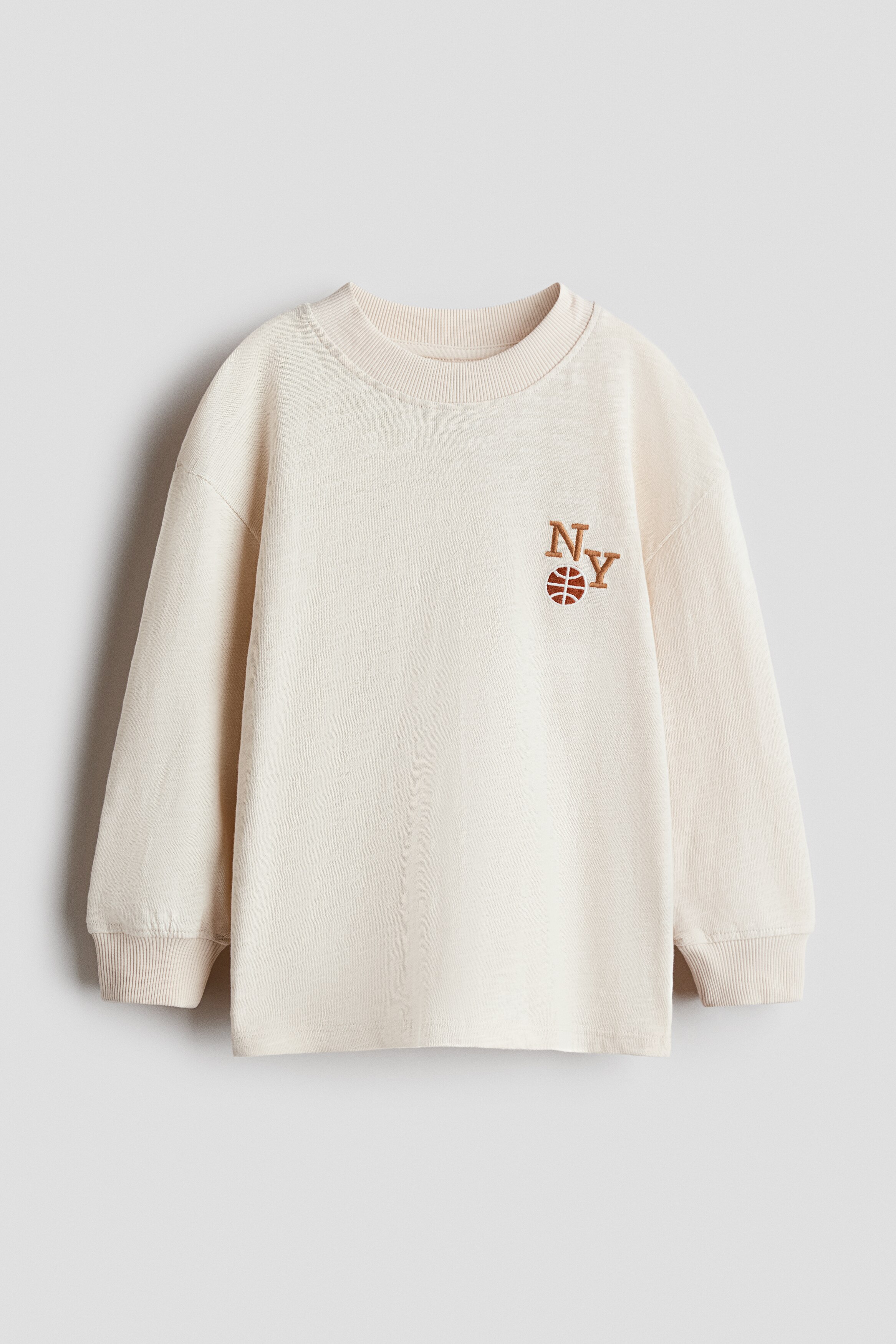 Design Detail Long Sleeve Tee - Light beige/NY/Dark brown/Brontosaurus