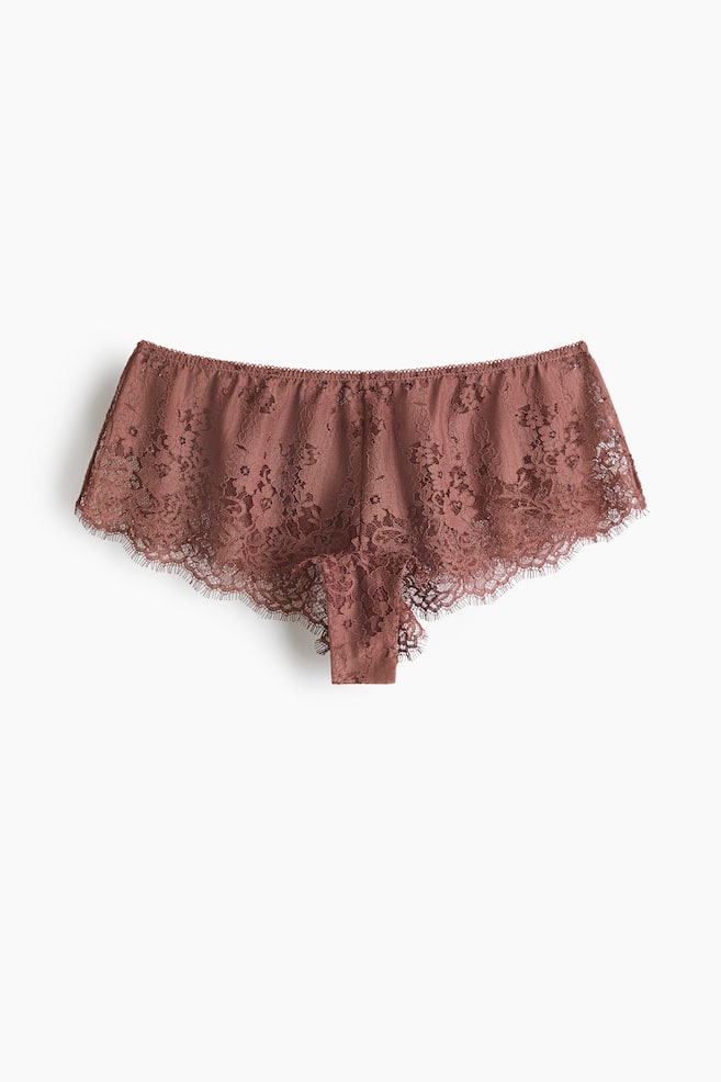 Lace shortie briefs - Dark dusty pink/Black - 1
