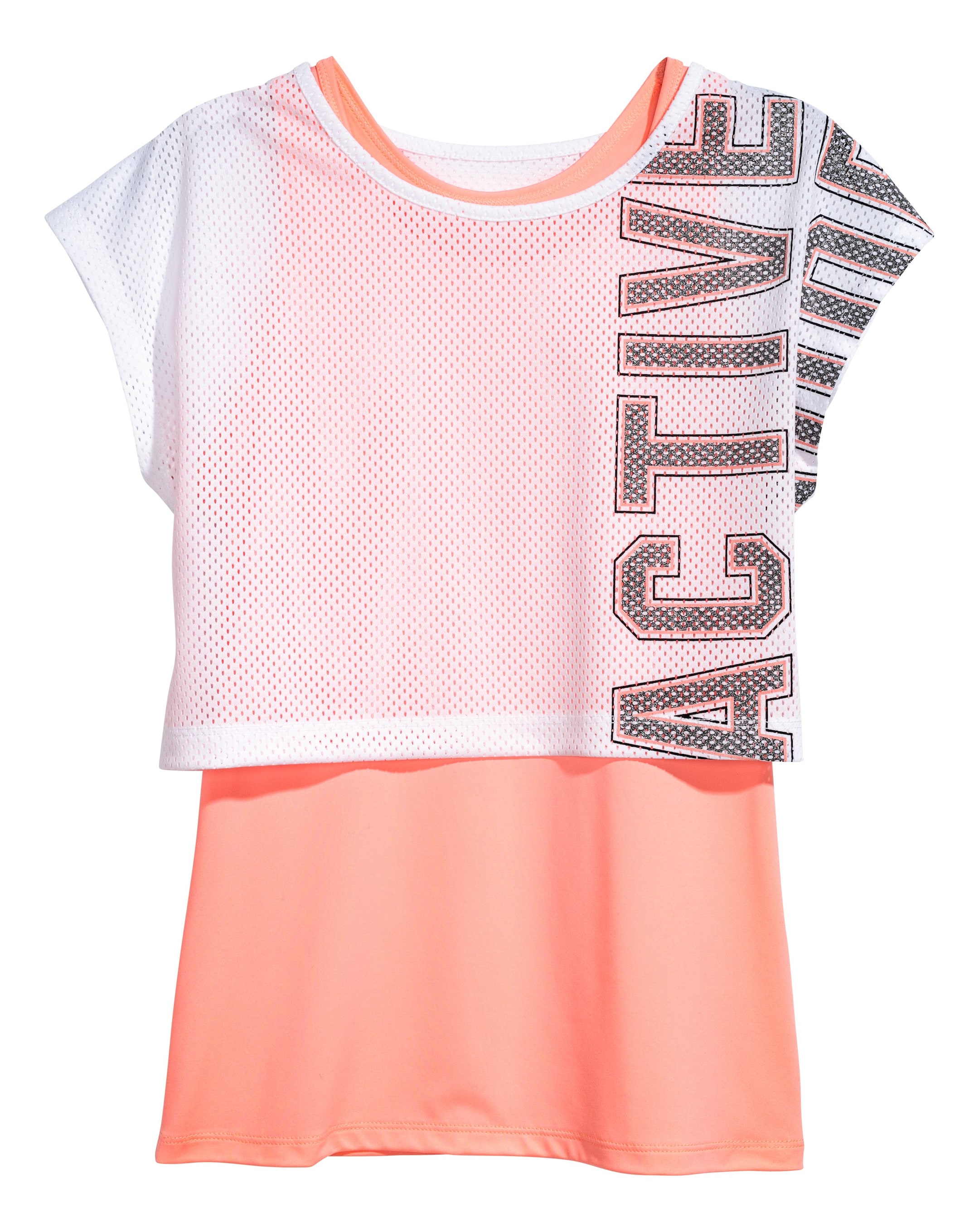 View larger image: Double-layered sports top - White/Coral pink - Kids | H&M IE 1