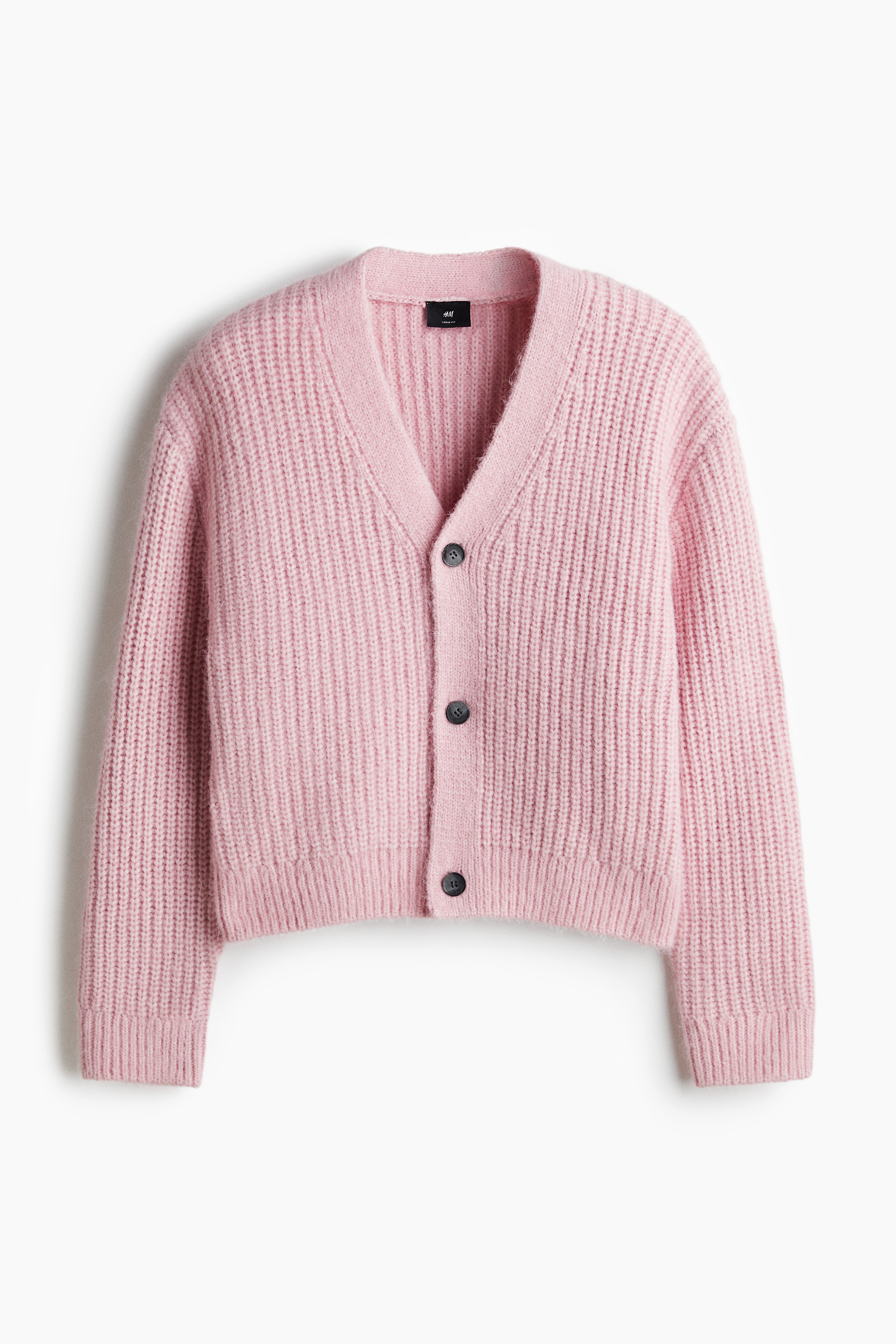 Loose Fit Rib-knit cardigan - Pink