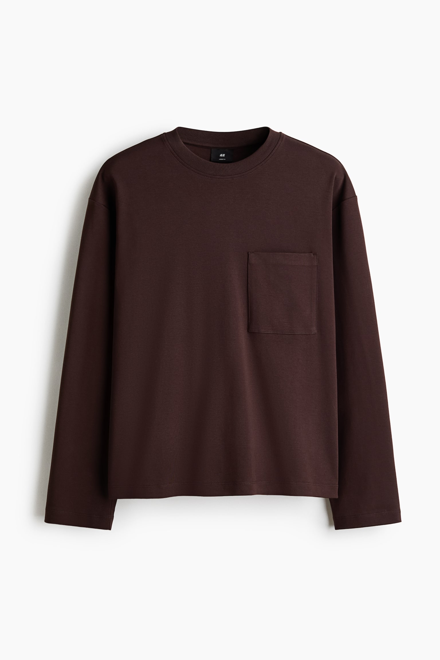 Loose Fit Long-sleeved jersey top - Dark brown/Black/White/White/Beige - 1