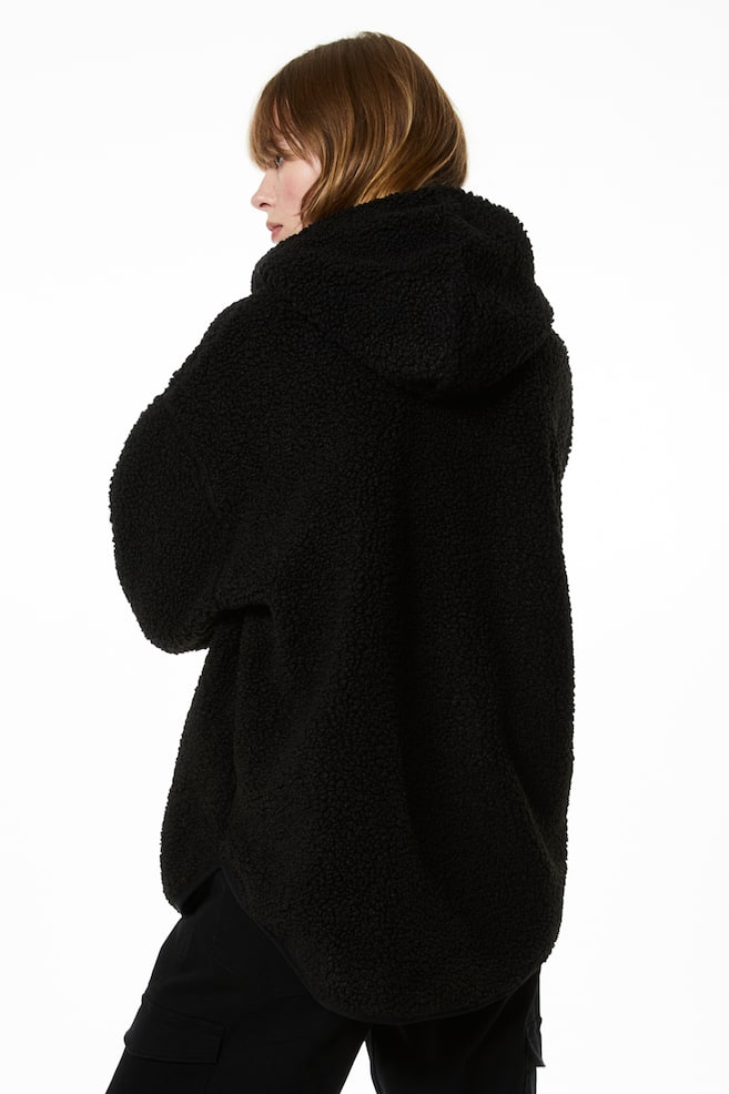 Zip-top teddy hoodie - Black - 5