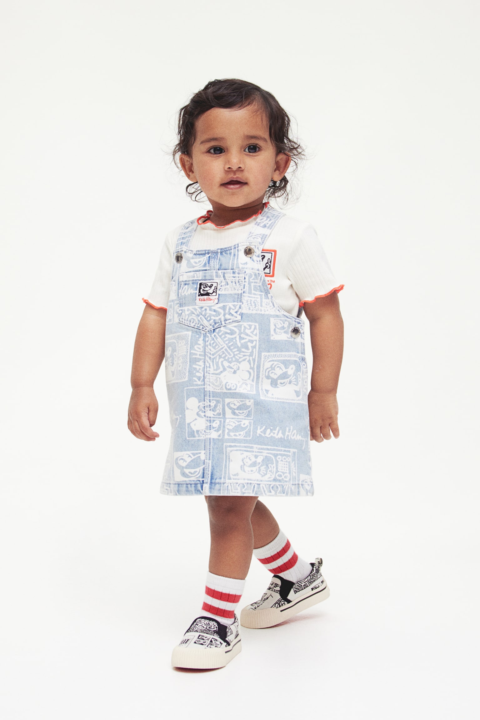 Patterned dungaree dress - Light denim blue - 2