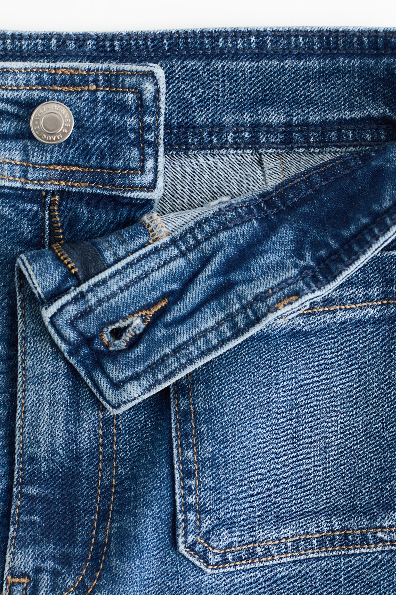 Jean évasé taille haute - Bleu denim/Blanc/Bleu denim foncé/Bleu denim foncé/Blanc/Rose pêche - 8