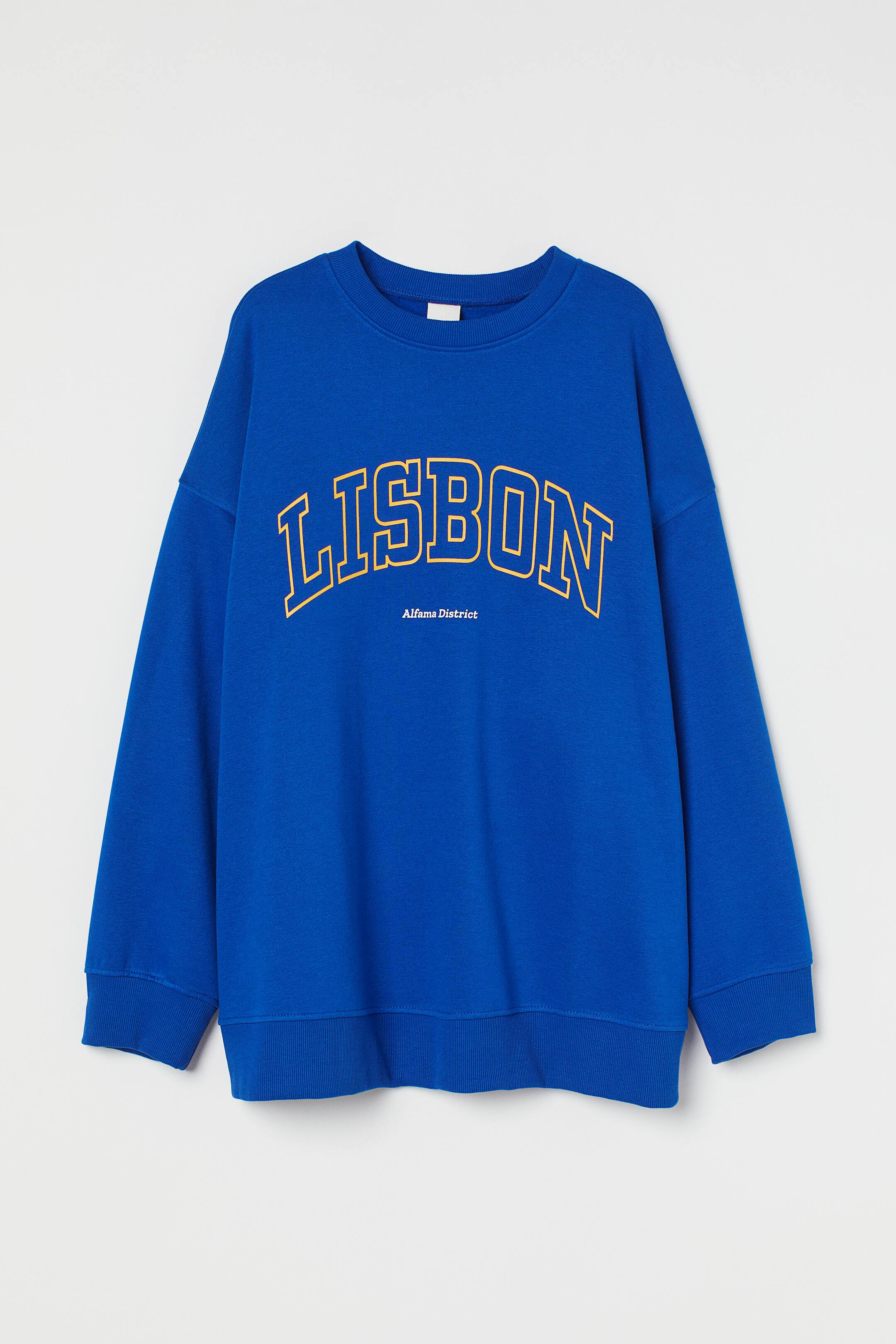 Oversized Sweatshirt - Rundausschnitt - Langarm - Knallblau/Lisbon 