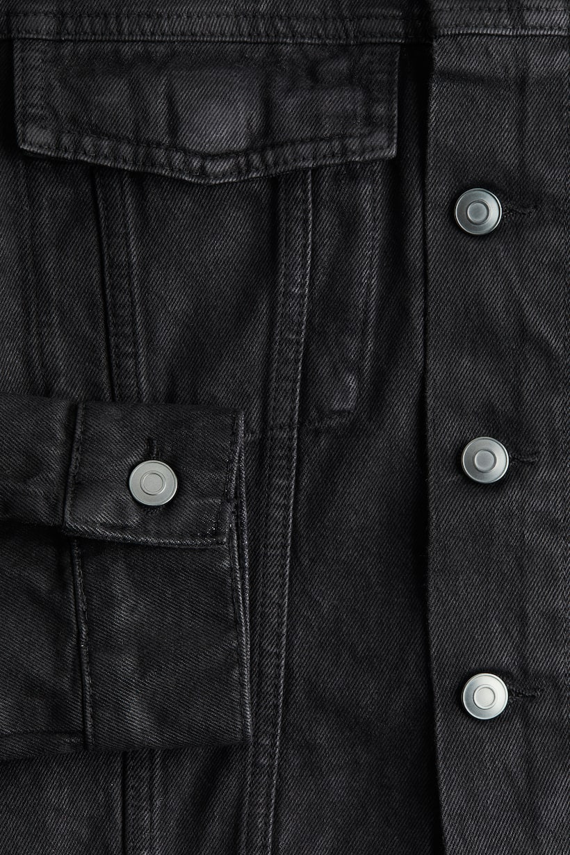 Giacca Jeans Donna Oversize Nera - Foderata Con Spalle Cadenti