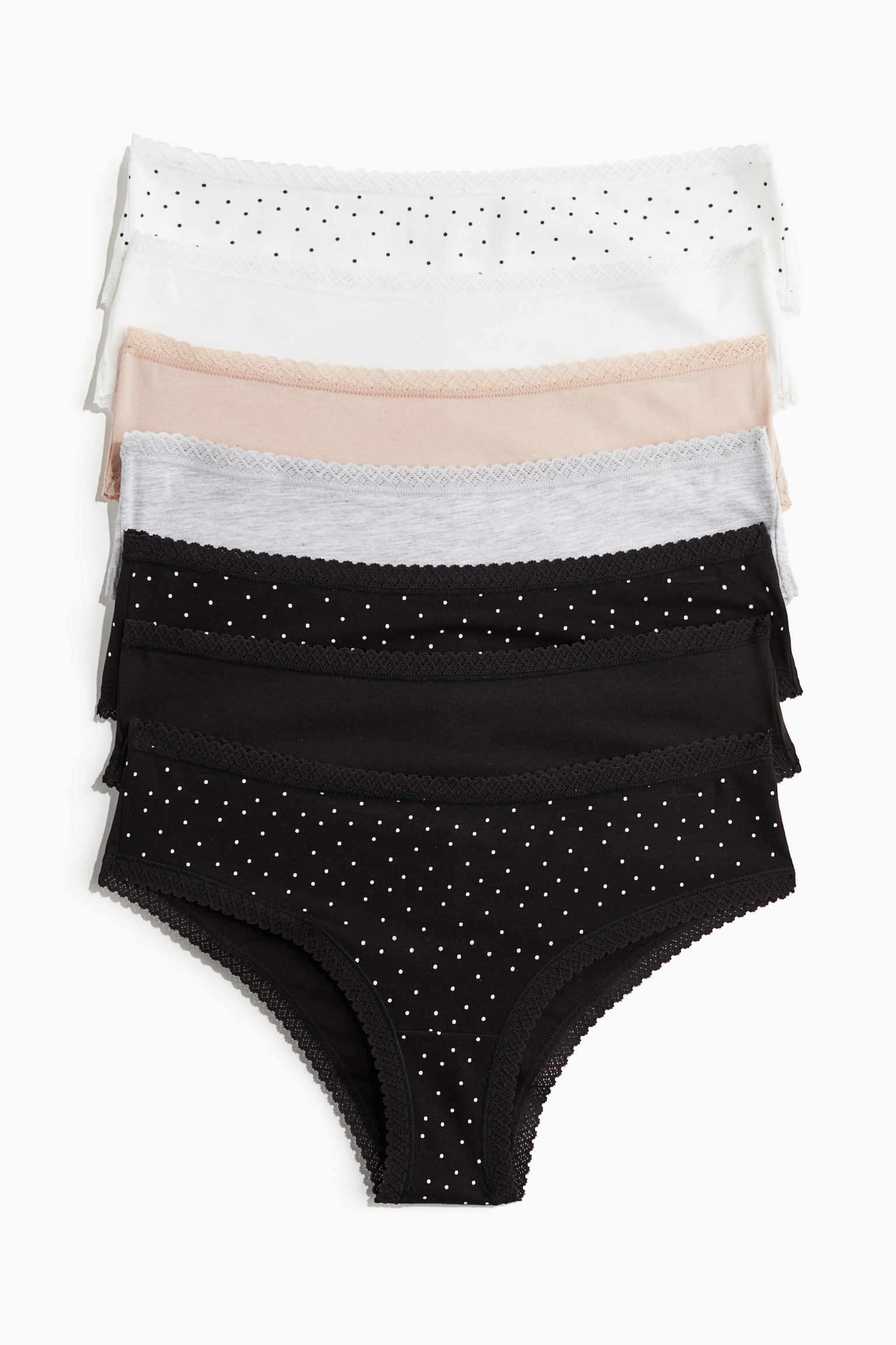 7-pack hipster briefs - Black/Spotted/Light pink/White/Black - 1