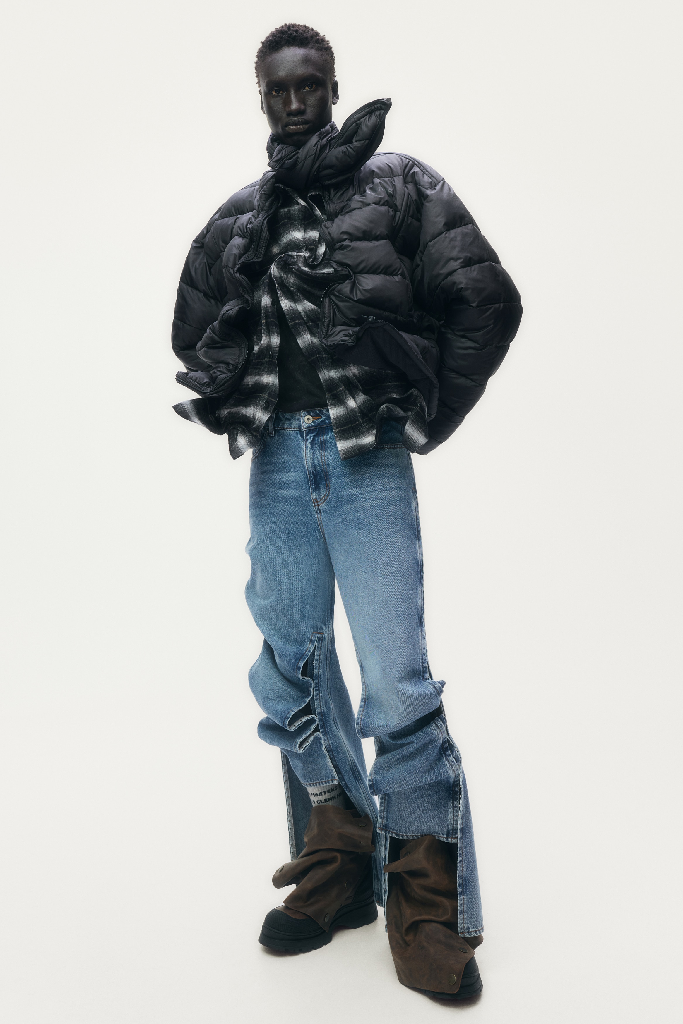 H & M - ボーンディテールパファージャケット - ブラック